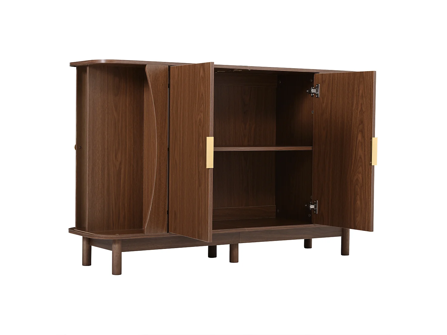 Buffet 140x40x88 cm avec 4 portes et étagère réglable - Marron