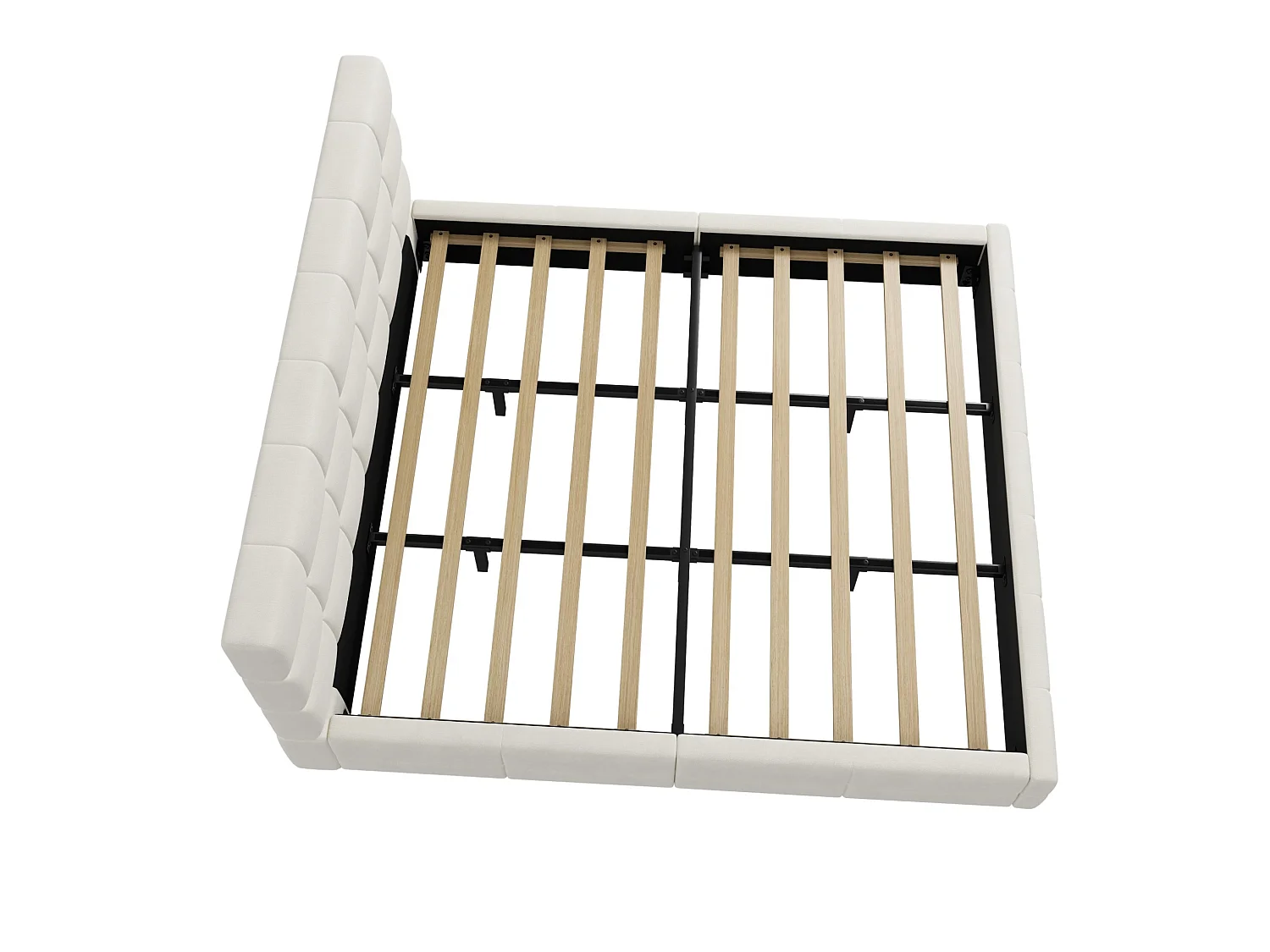 Volwassenenbed 180 x 200 cm in fluweel met hoofdbord - Beige (matras niet inbegrepen)