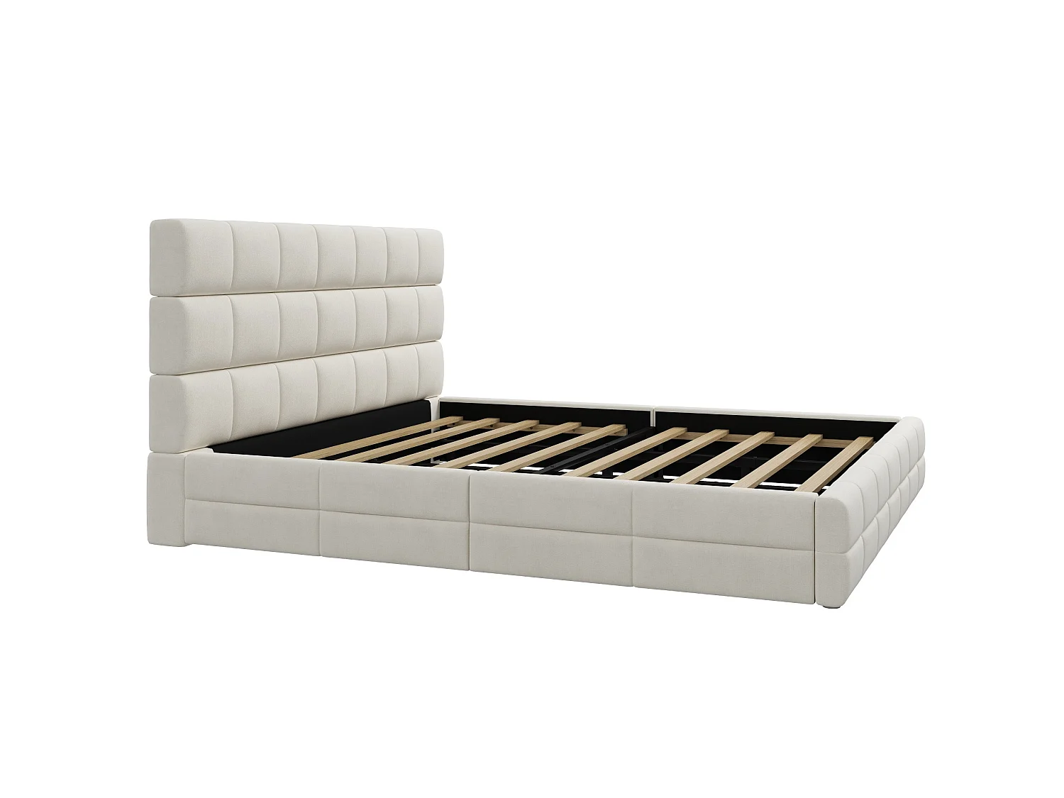 Volwassenenbed 180 x 200 cm in fluweel met hoofdbord - Beige (matras niet inbegrepen)