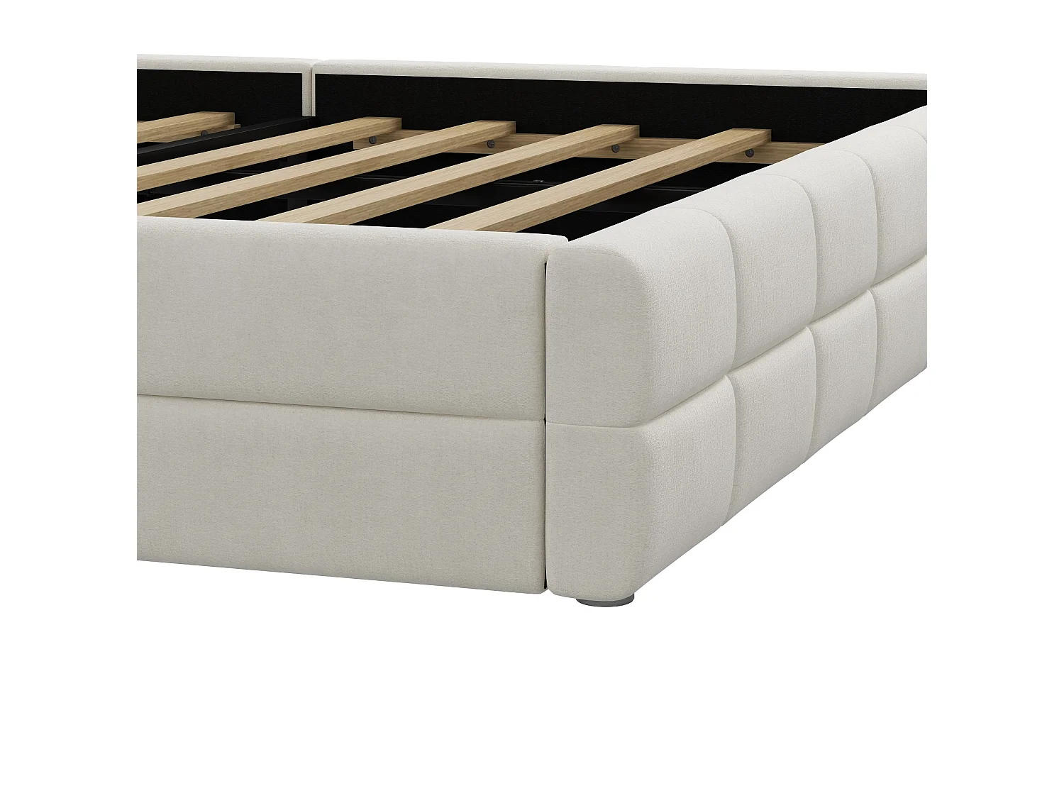 Volwassenenbed 180 x 200 cm in fluweel met hoofdbord - Beige (matras niet inbegrepen)