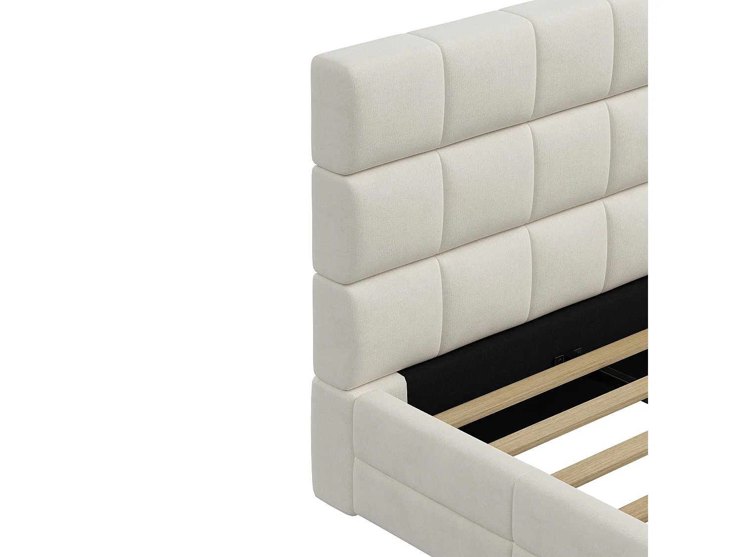 Volwassenenbed 180 x 200 cm in fluweel met hoofdbord - Beige (matras niet inbegrepen)