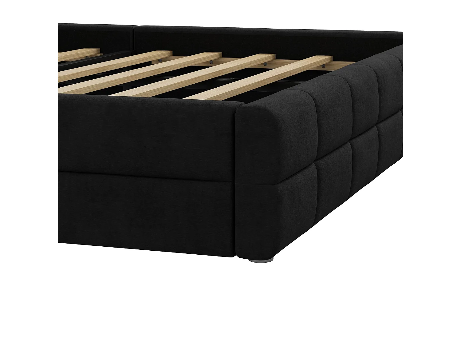 Lit adulte 180x200 cm en velours avec tête - Noir (sans matelas)