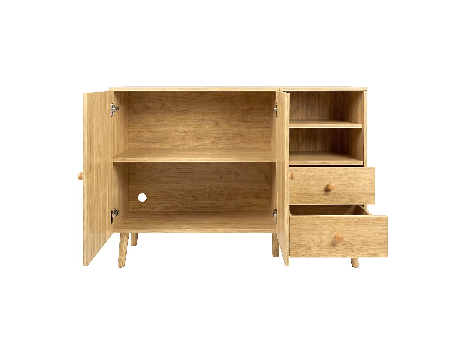 Buffet avec 2 portes et 2 tiroirs - Couleur bois 118 x 35 x 82 cm