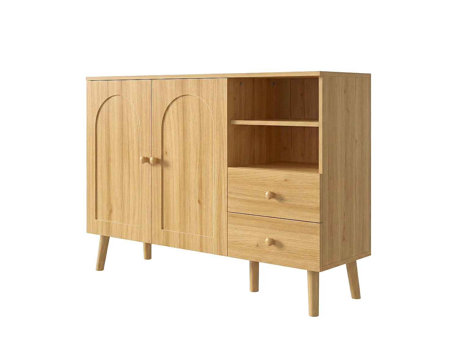 Buffet avec 2 portes et 2 tiroirs - Couleur bois 118 x 35 x 82 cm