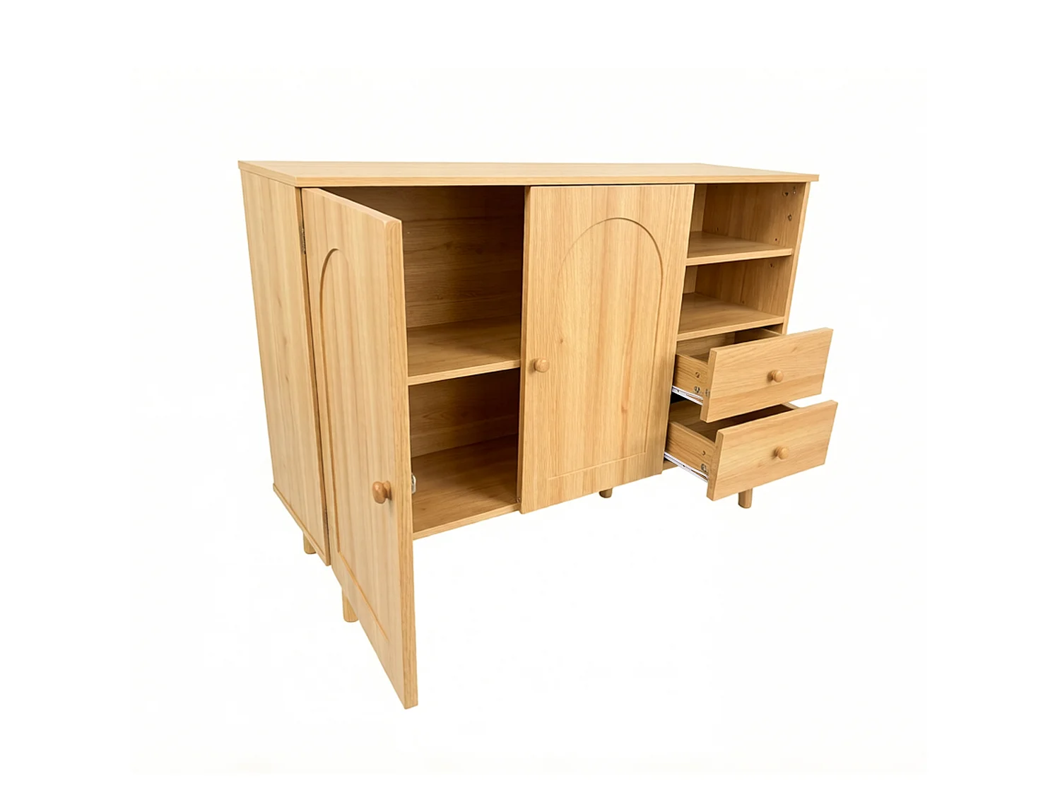Buffet avec 2 portes et 2 tiroirs - Couleur bois 118 x 35 x 82 cm