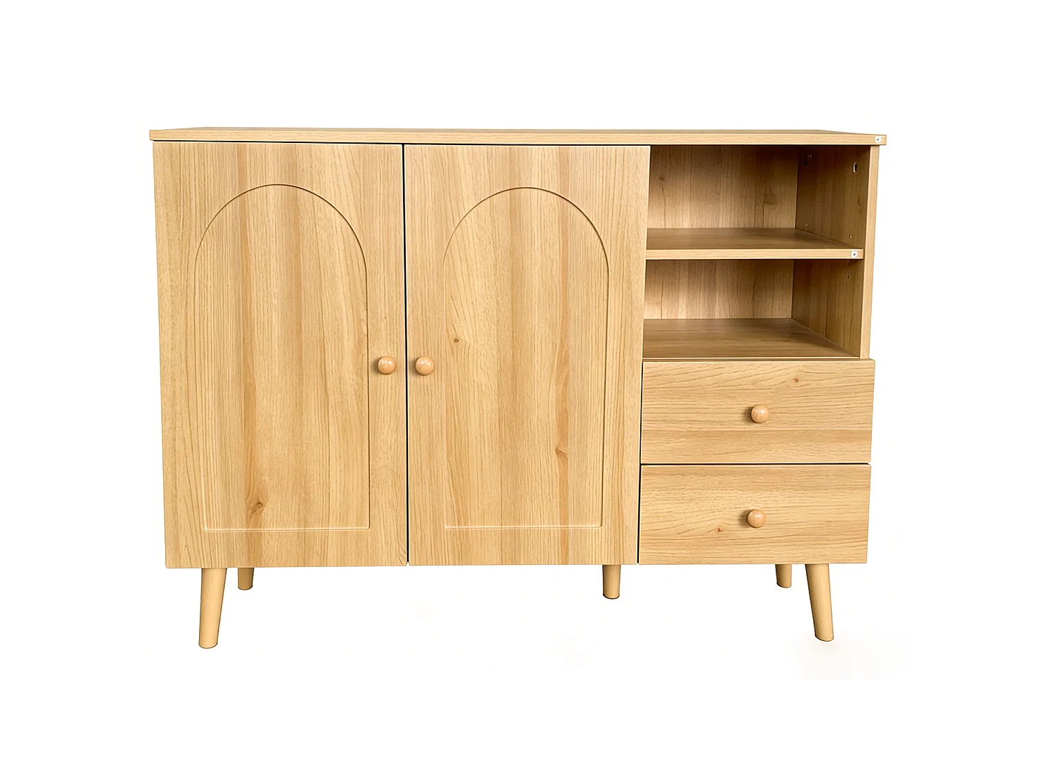 Buffet avec 2 portes et 2 tiroirs - Couleur bois 118 x 35 x 82 cm