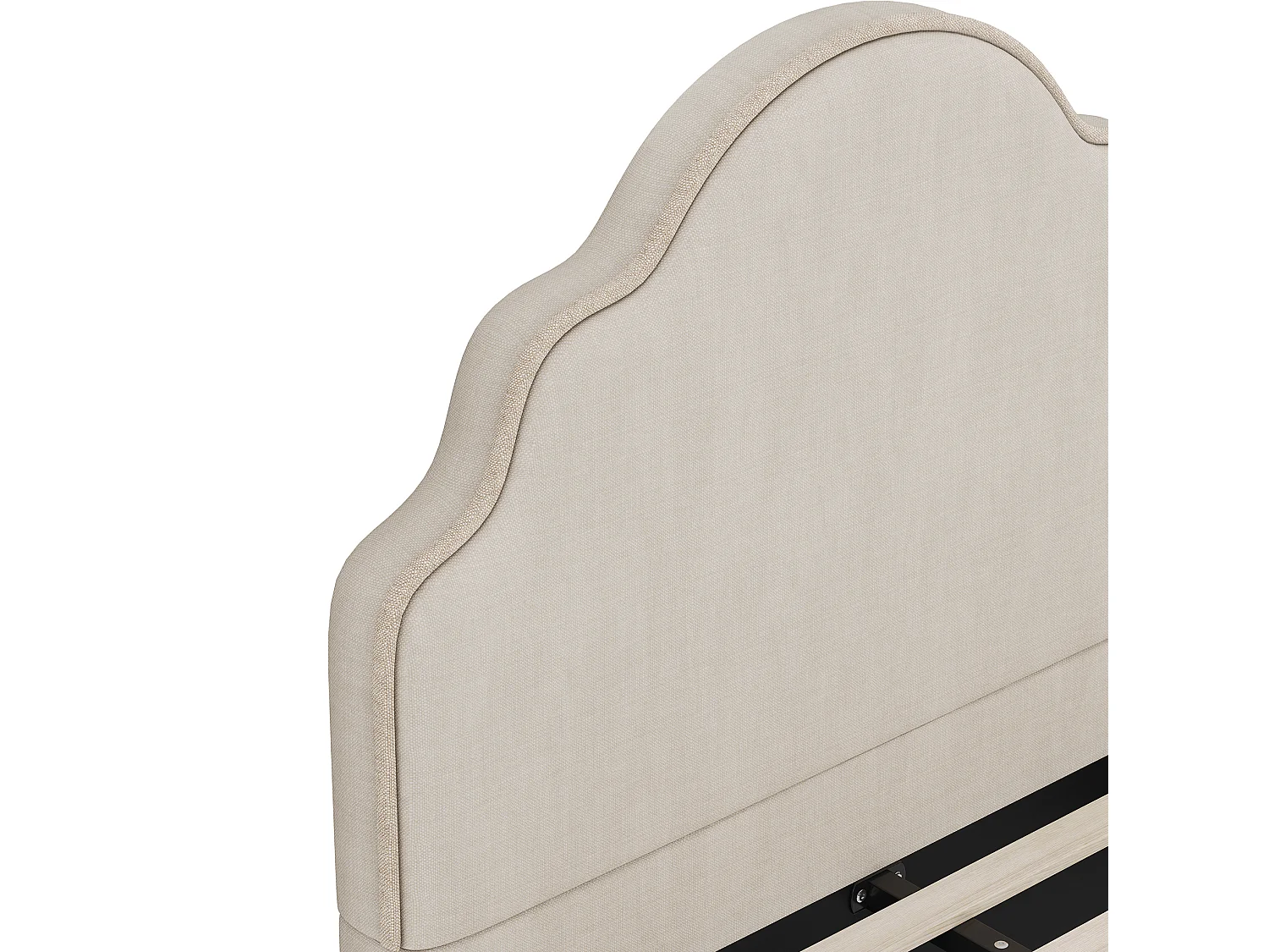 Lit enfant simple 90x200 cm en avec sommier à lattes - Lin beige