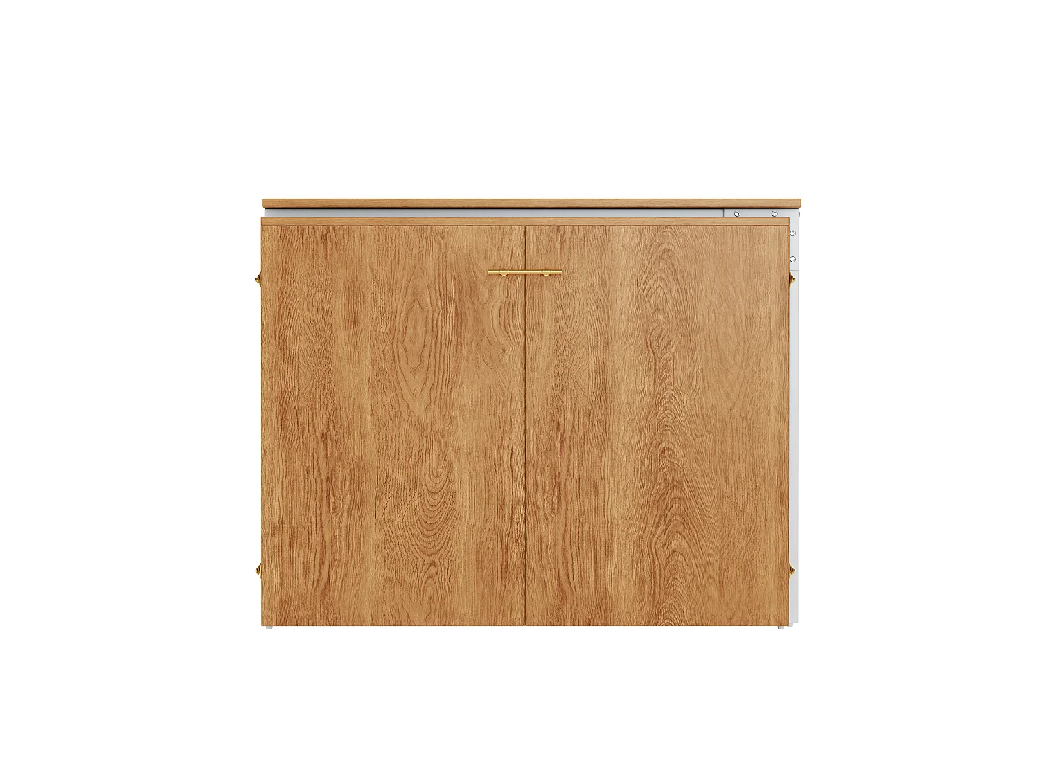 Cama de parede 90 x 200 cm com secretária giratória de 90° e colchão - Madeira escura
