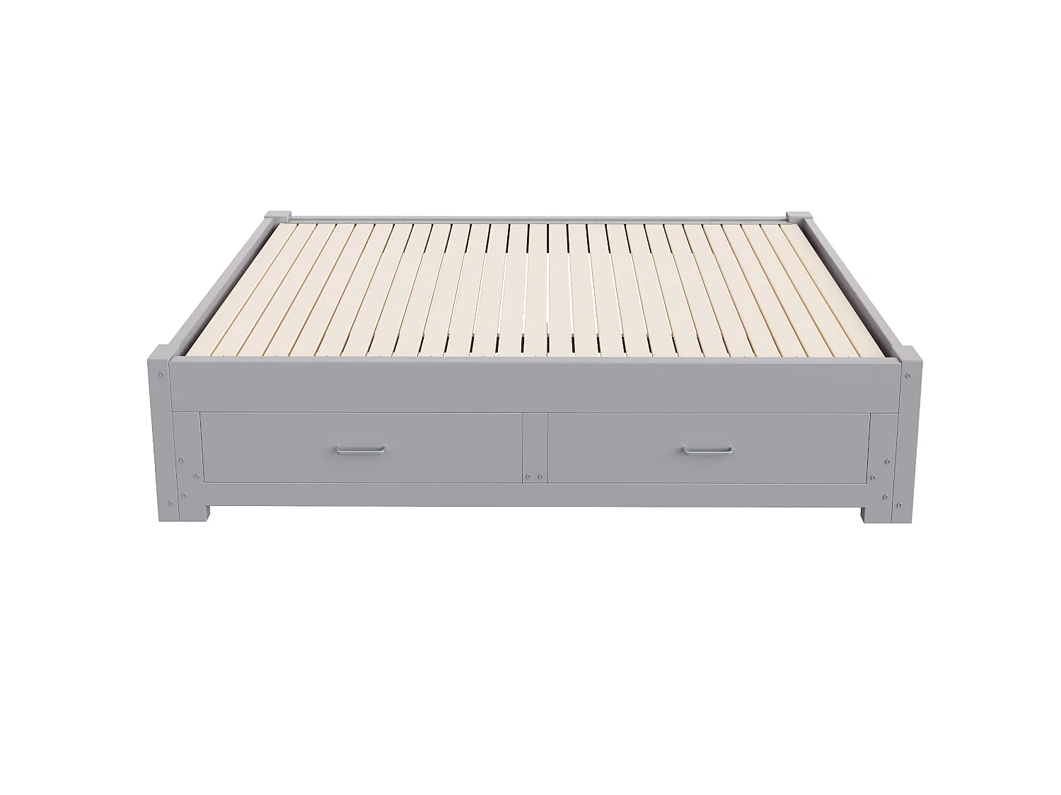 Lit banquette extensible 90/180x190 cm en bois avec 2 tiroirs - Sans tête de lit - Gris