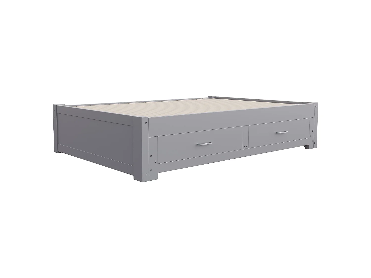 Lit banquette extensible 90/180x190 cm en bois avec 2 tiroirs - Sans tête de lit - Gris