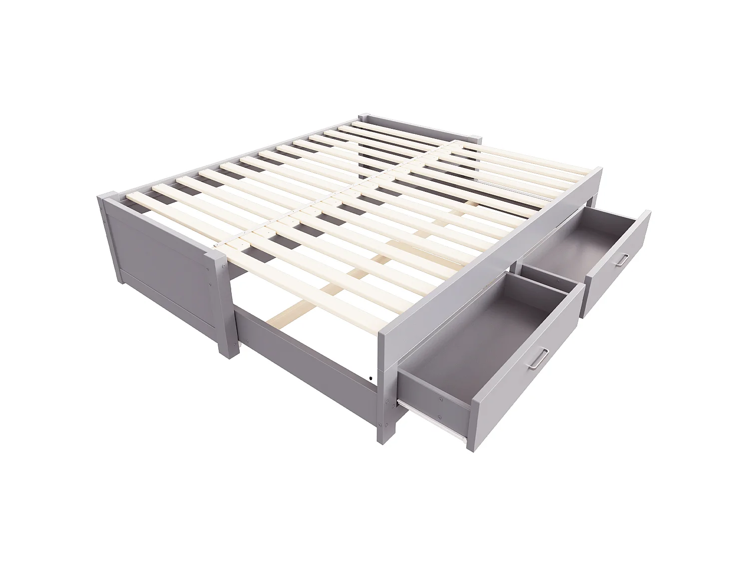 Lit banquette extensible 90/180x190 cm en bois avec 2 tiroirs - Sans tête de lit - Gris