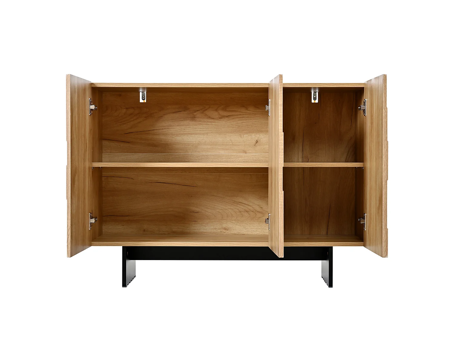 Buffet avec 3 portes et étagères réglables - Bois et noir 105x33,5x76 cm