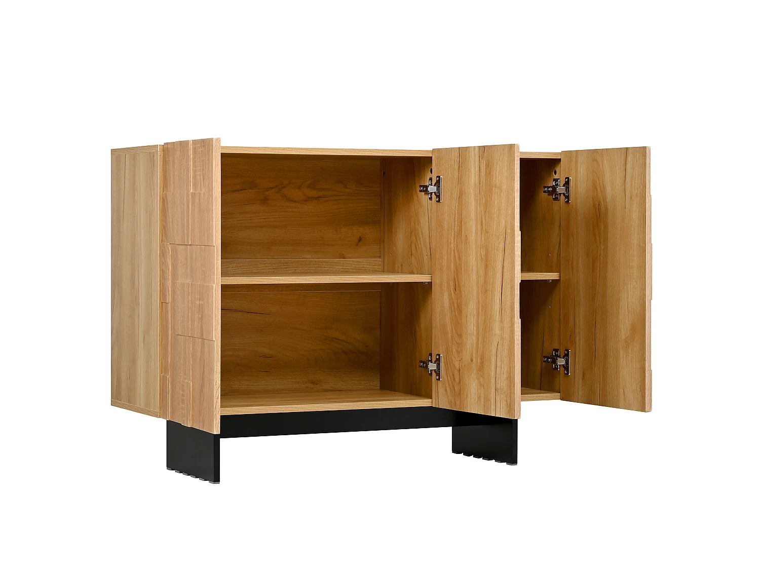 Buffet avec 3 portes et étagères réglables - Bois et noir 105x33,5x76 cm