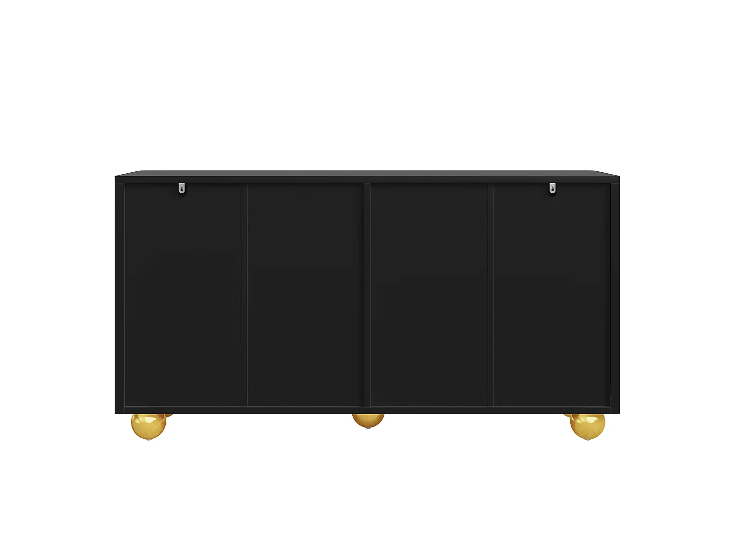 Dressoir 140x40x74 cm met 4 deuren en gouden metalen poten - Zwart