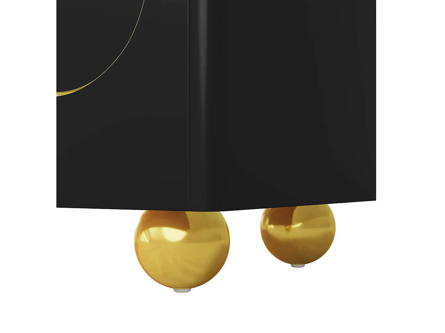Dressoir 140x40x74 cm met 4 deuren en gouden metalen poten - Zwart