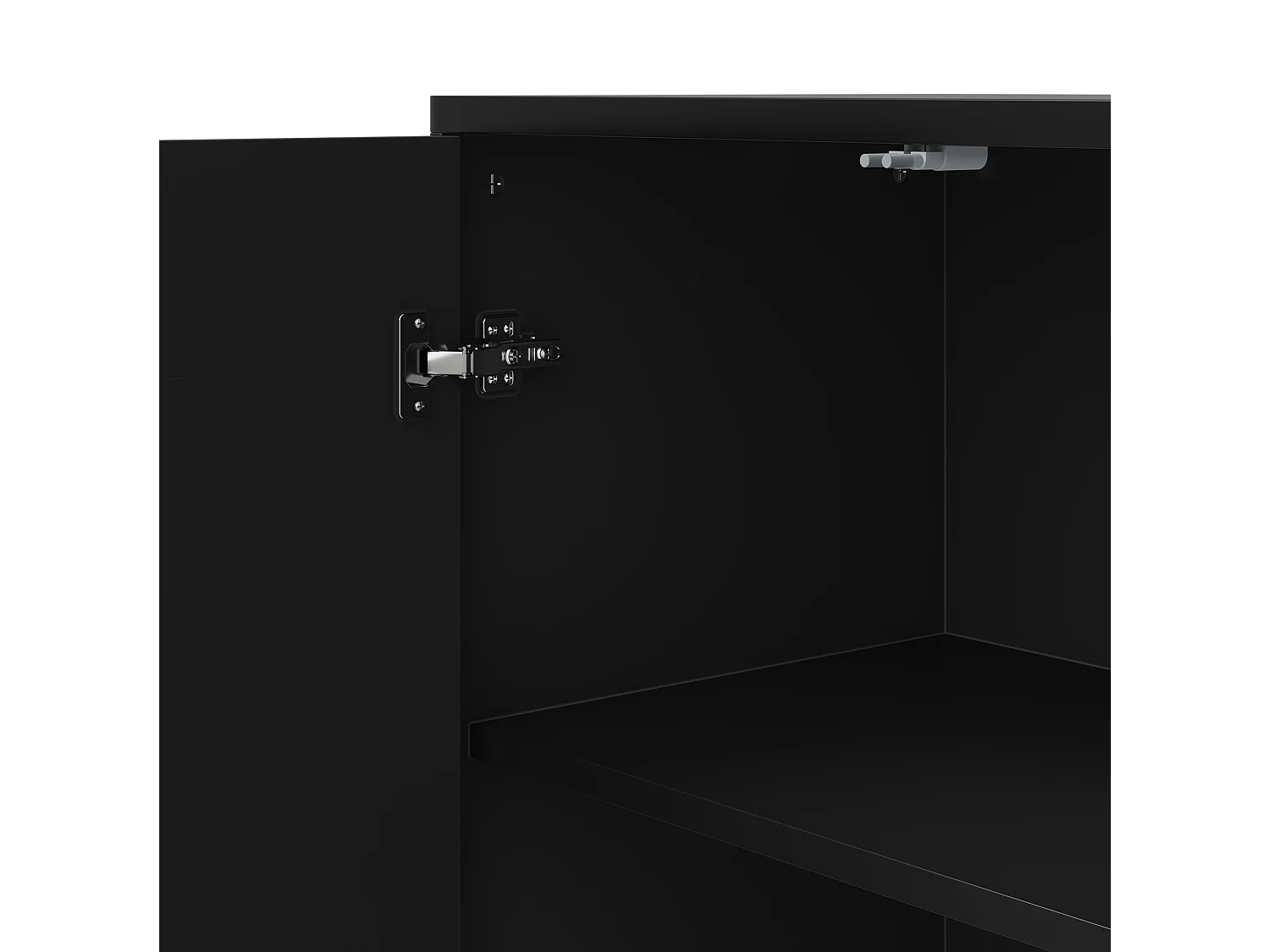Dressoir 140x40x74 cm met 4 deuren en gouden metalen poten - Zwart