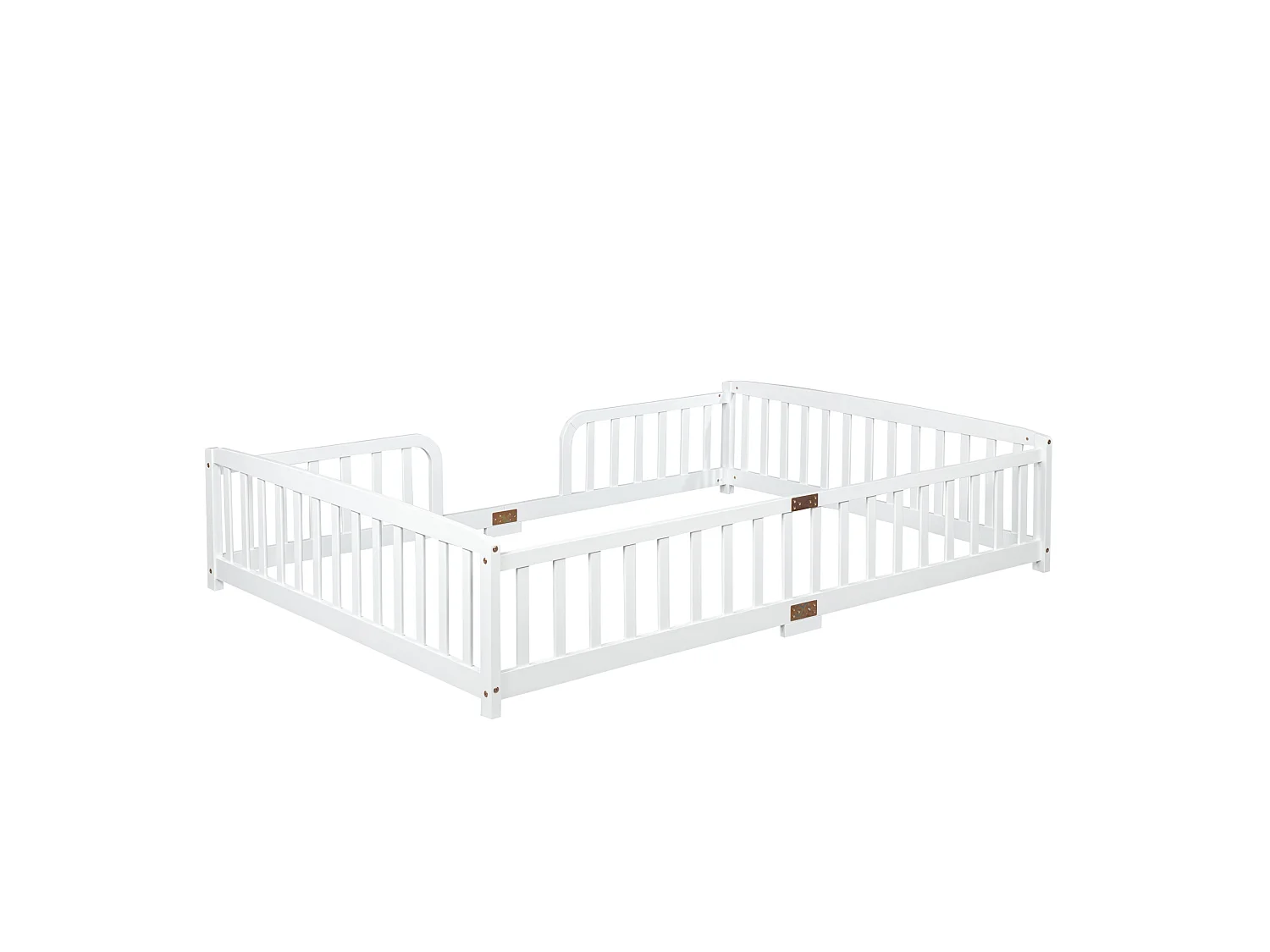 Lit au sol enfant 140x200 cm en pin - Sans sommier à lattes - Blanc