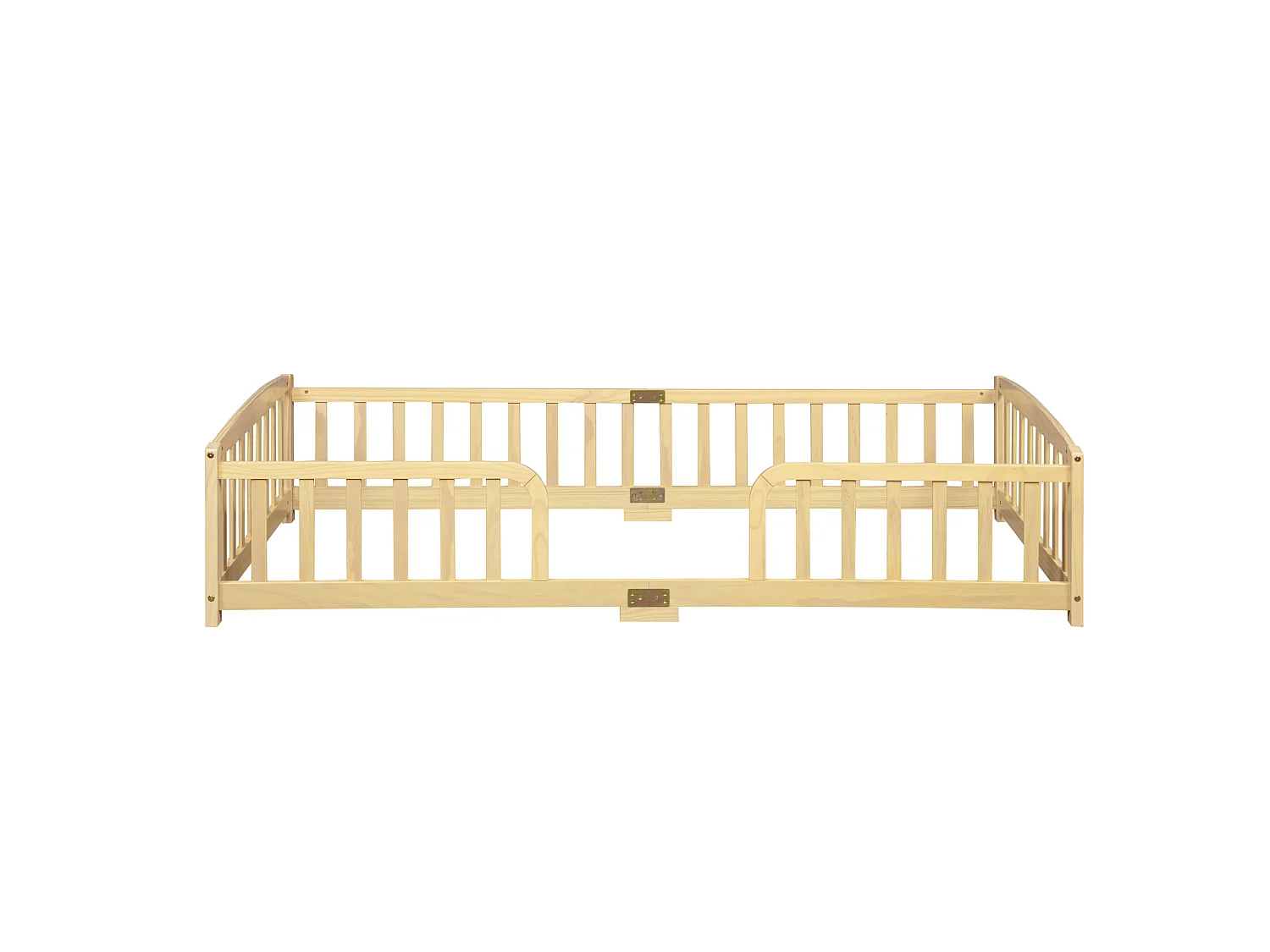 Lit au sol enfant 90x200 cm en pin - Sans sommier à lattes - Naturel clair