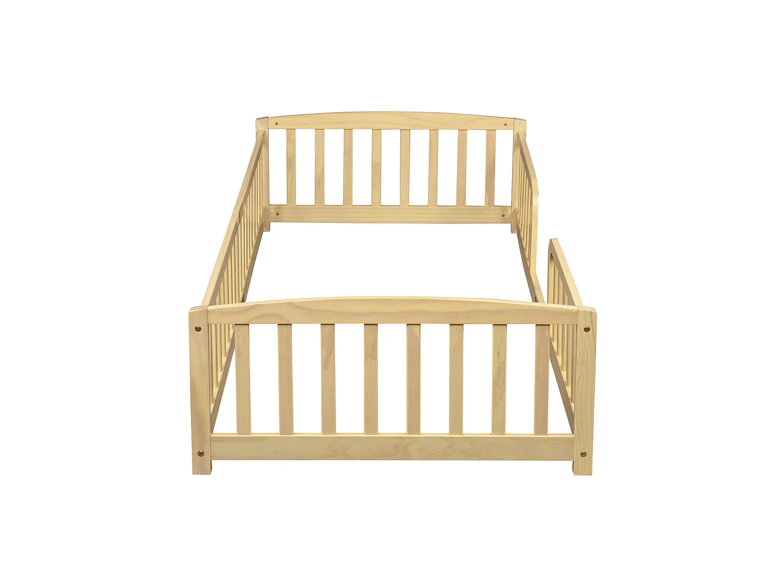 Lit au sol enfant 90x200 cm en pin - Sans sommier à lattes - Naturel clair
