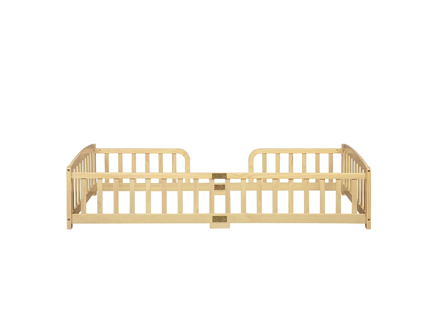 Lit au sol enfant 90x200 cm en pin - Sans sommier à lattes - Naturel clair