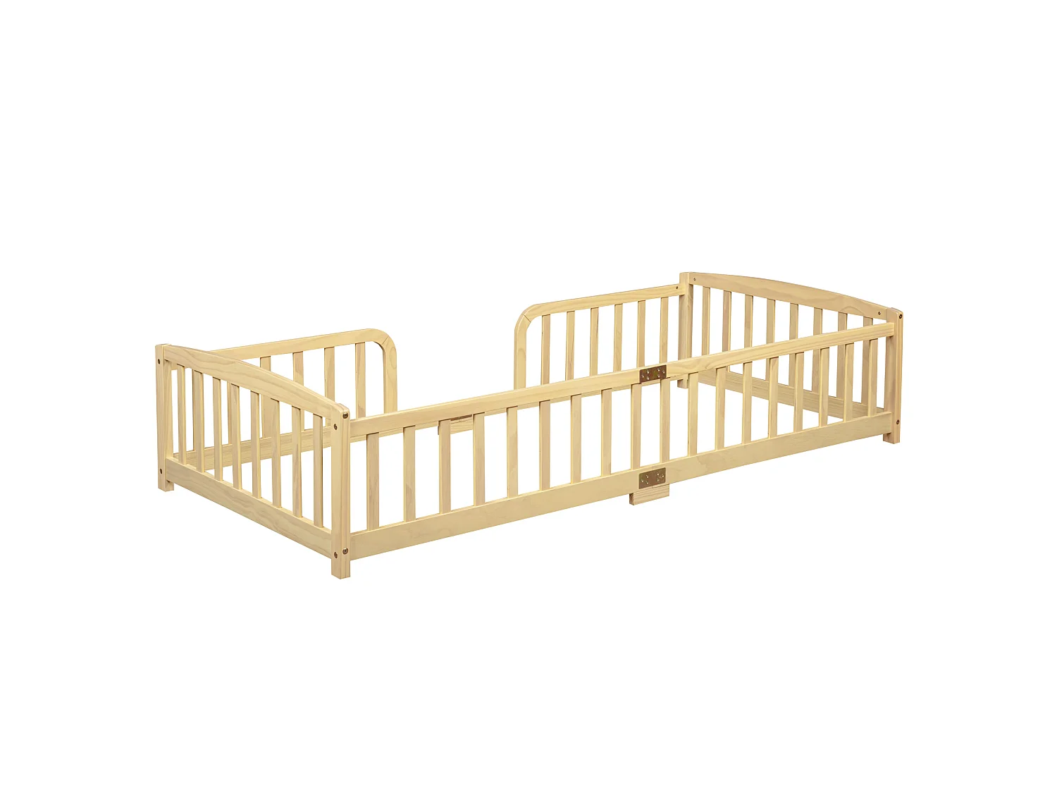 Lit au sol enfant 90x200 cm en pin - Sans sommier à lattes - Naturel clair