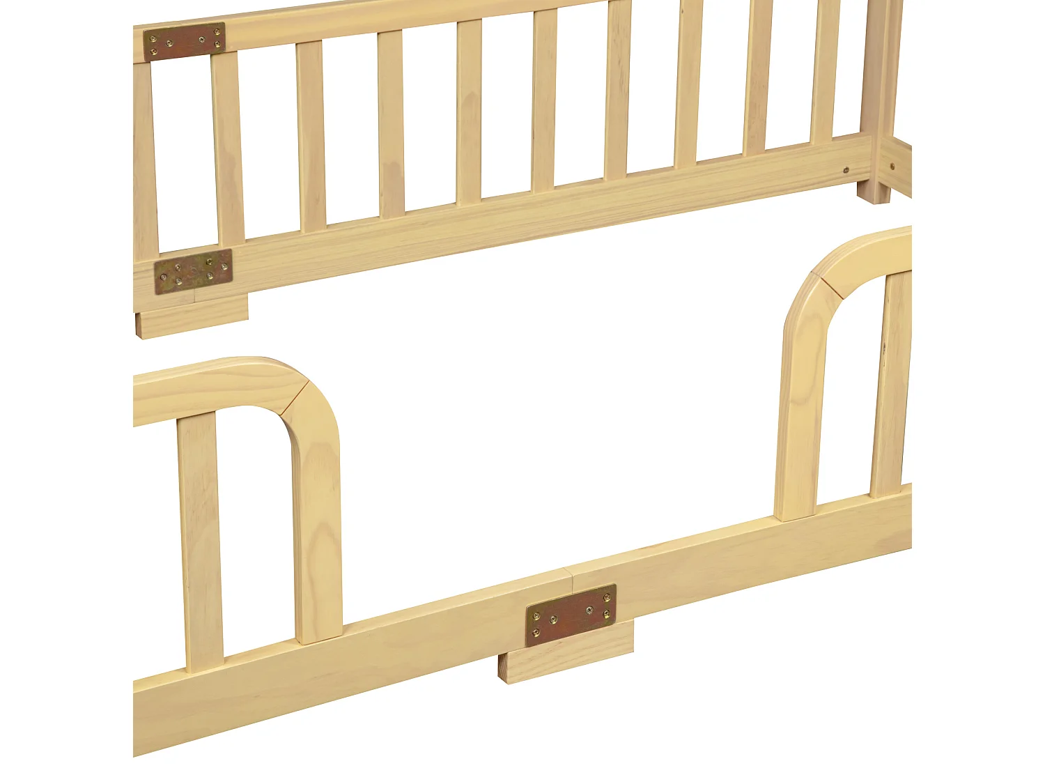 Lit au sol enfant 90x200 cm en pin - Sans sommier à lattes - Naturel clair