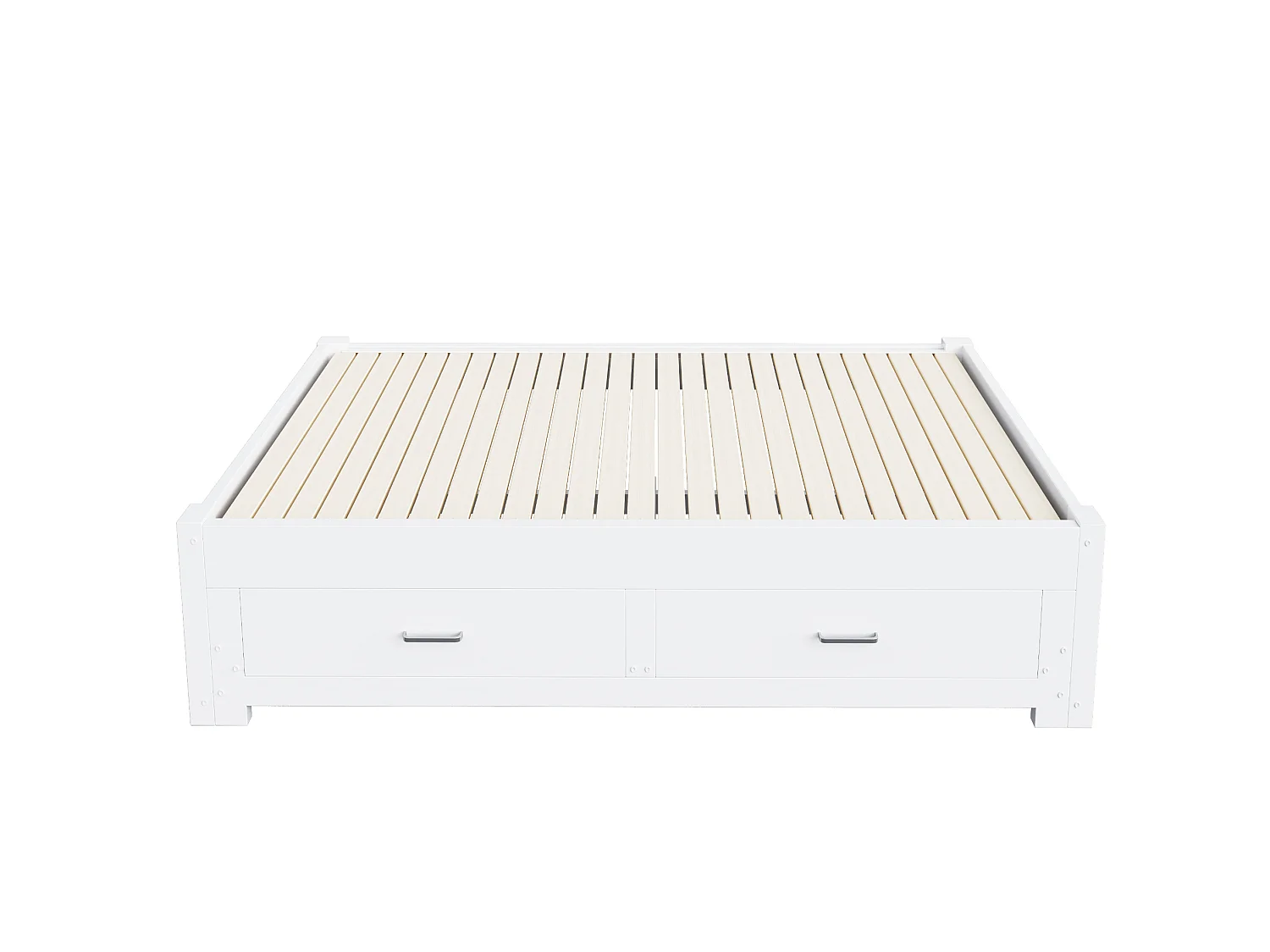 Lit banquette extensible 90/180x190 cm en bois avec 2 tiroirs - Sans tête de lit - Blanc