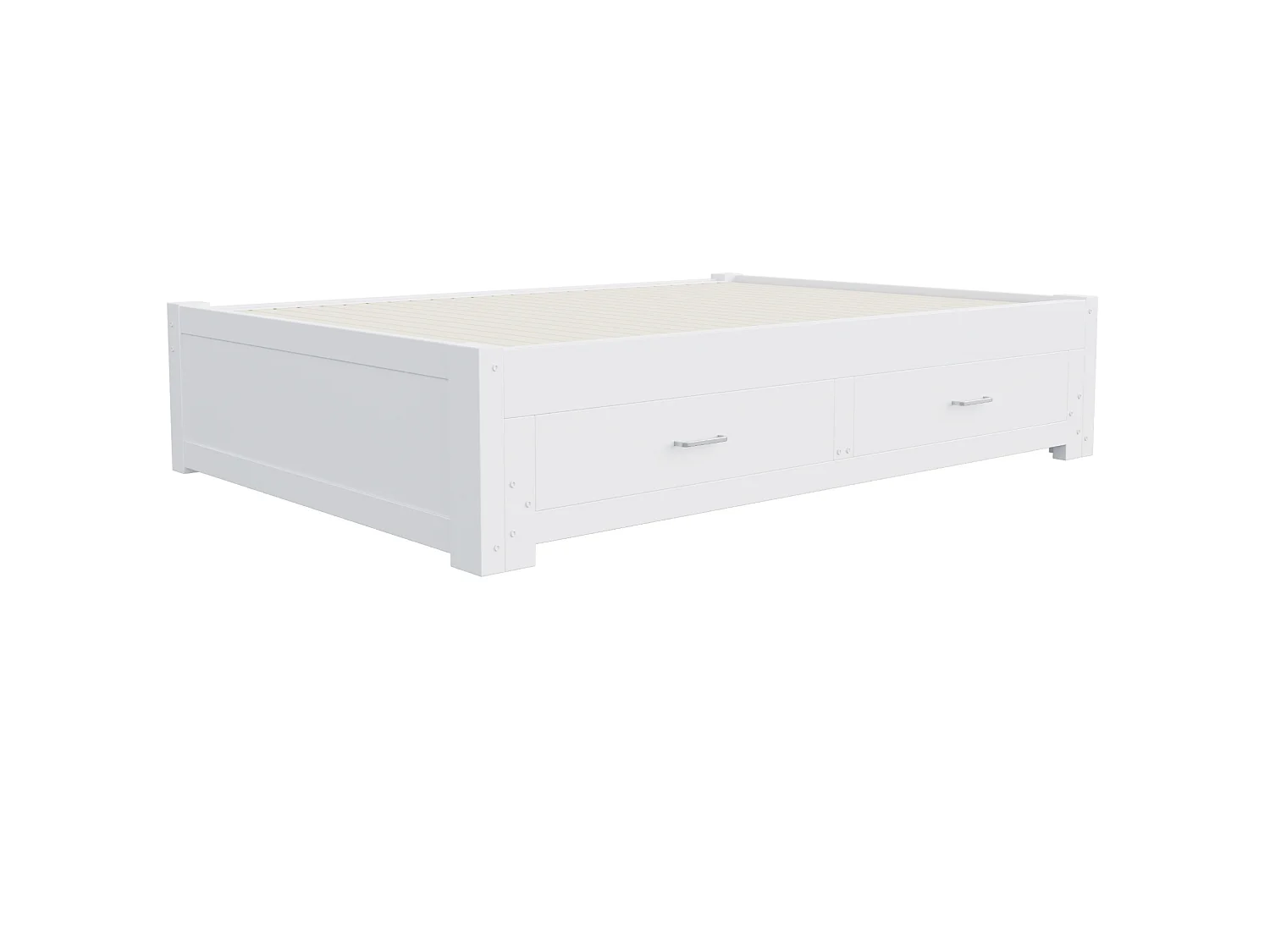 Lit banquette extensible 90/180x190 cm en bois avec 2 tiroirs - Sans tête de lit - Blanc