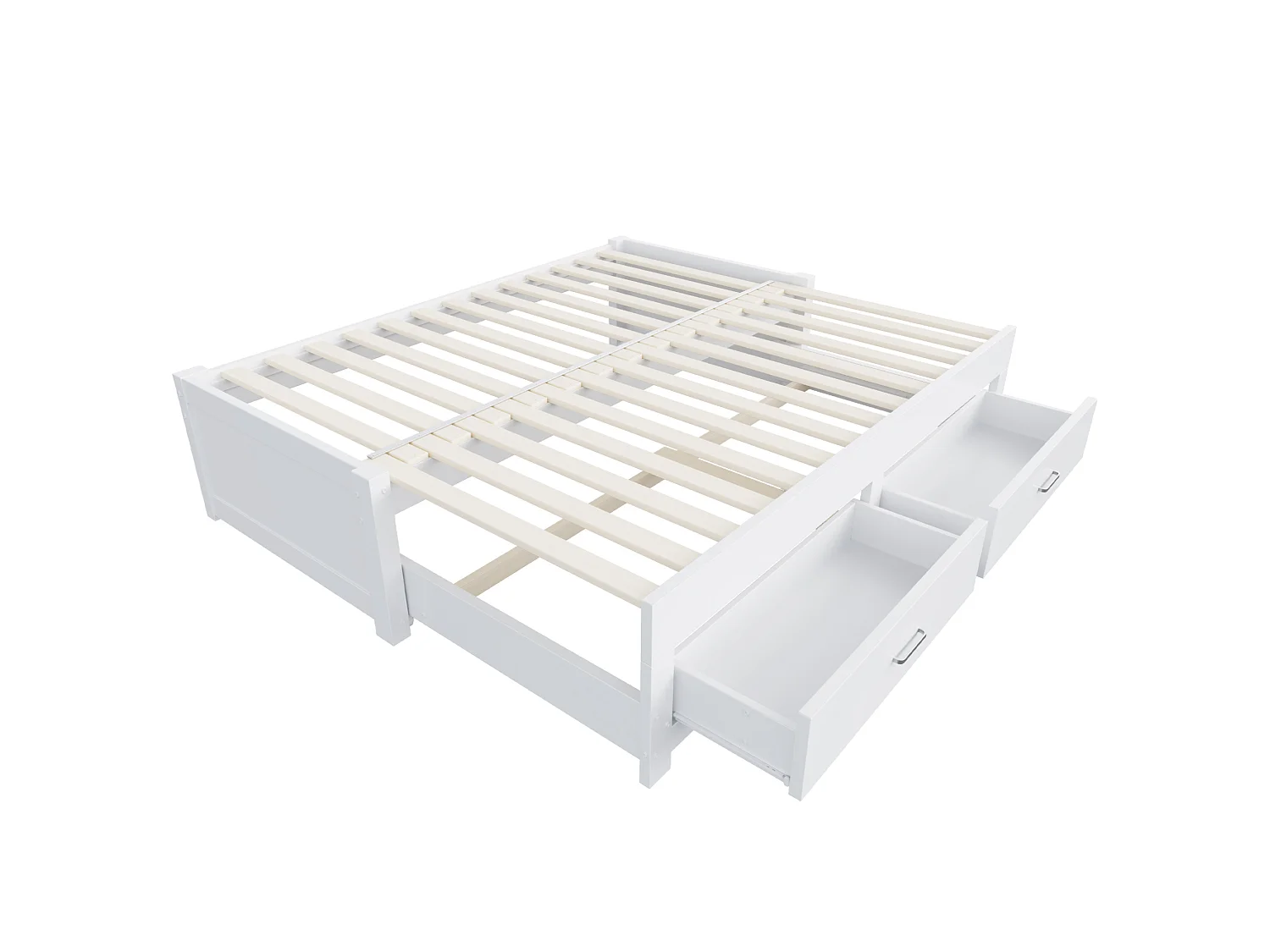 Lit banquette extensible 90/180x190 cm en bois avec 2 tiroirs - Sans tête de lit - Blanc