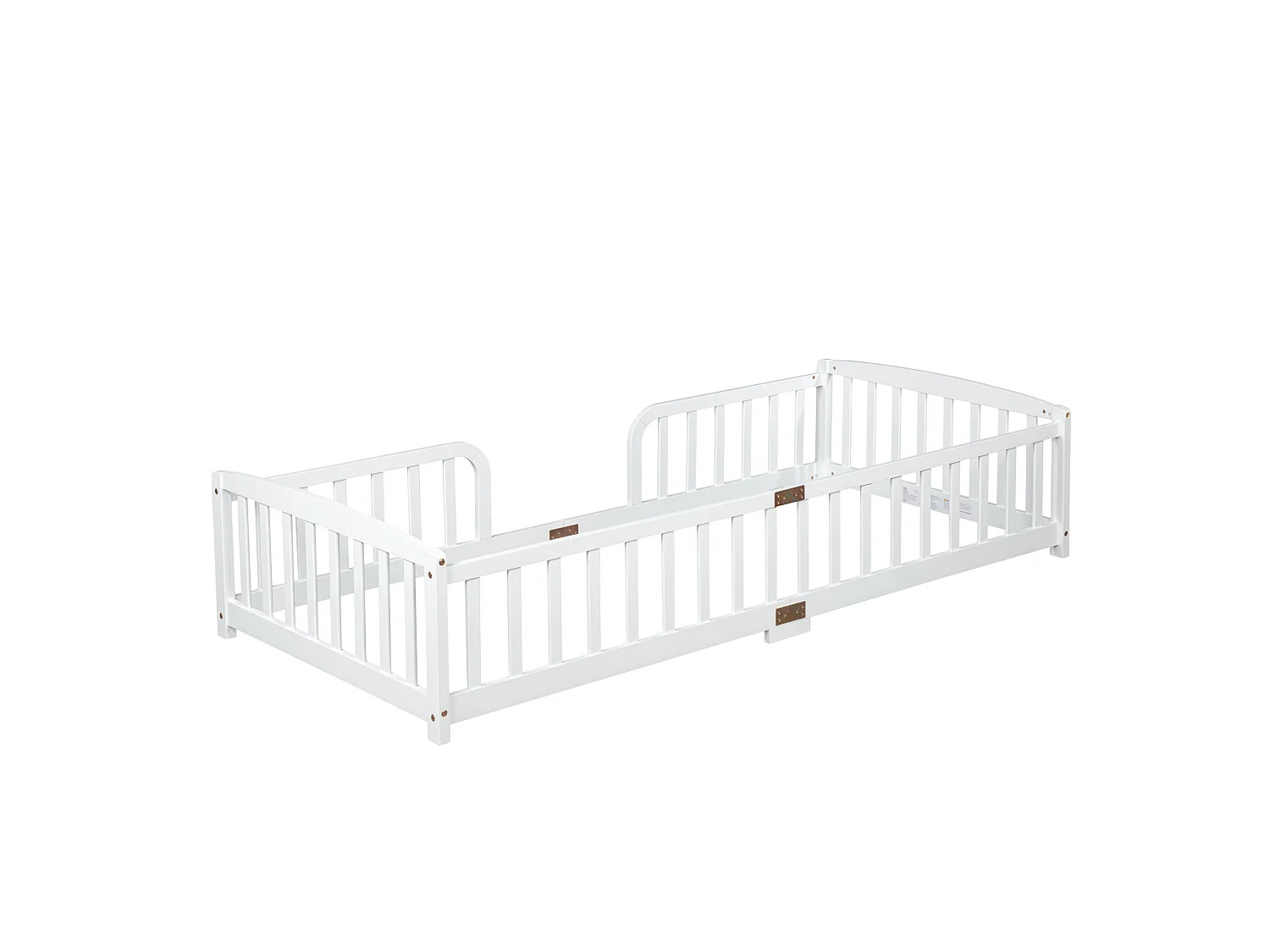 Lit au sol enfant 90x200 cm en pin - Sans sommier à lattes - Blanc