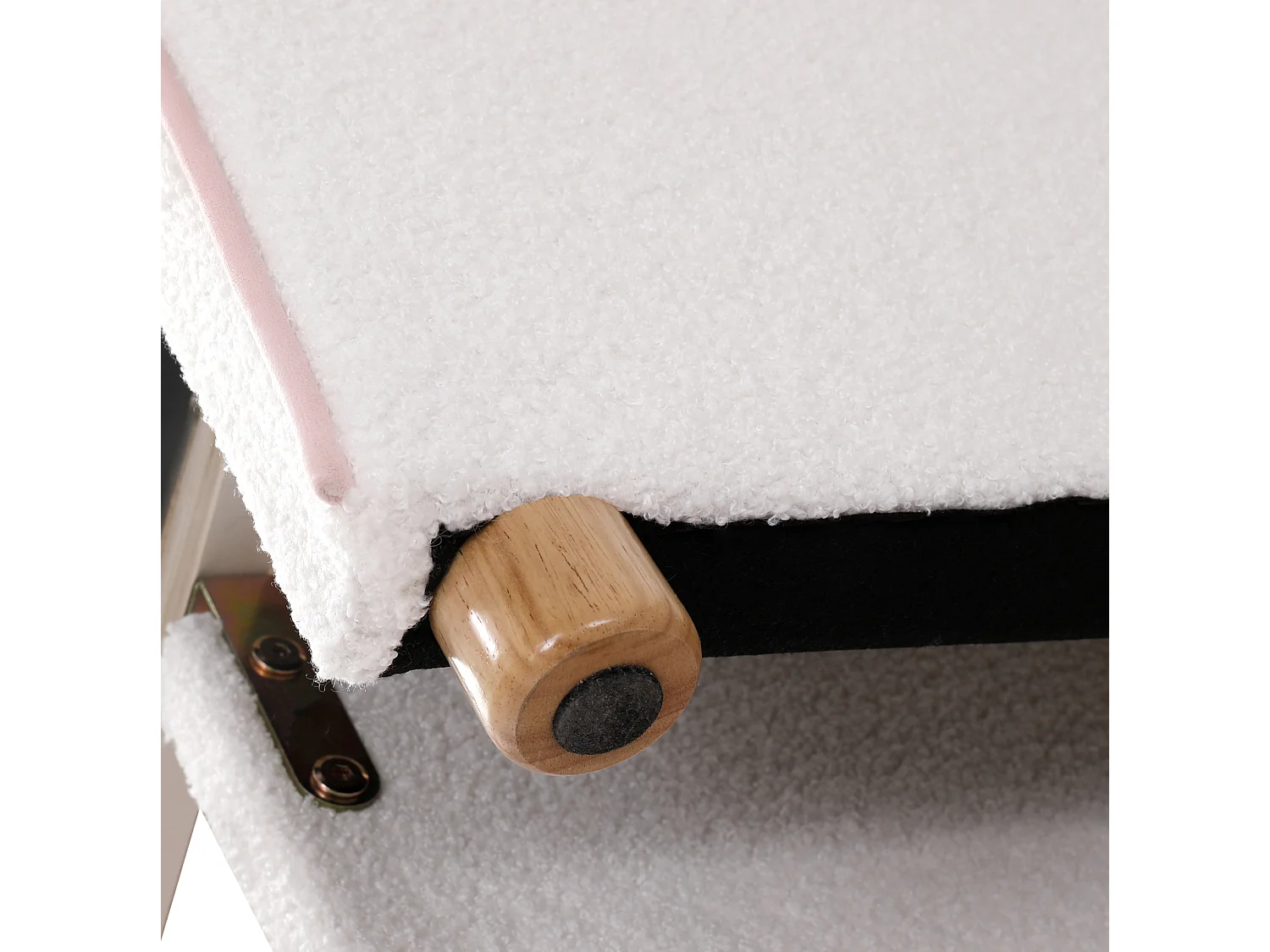 Sofá-cama de criança 90x200/180x200 cm com USB/Tipo-C e 2 gavetas - Tecido bouclé bege