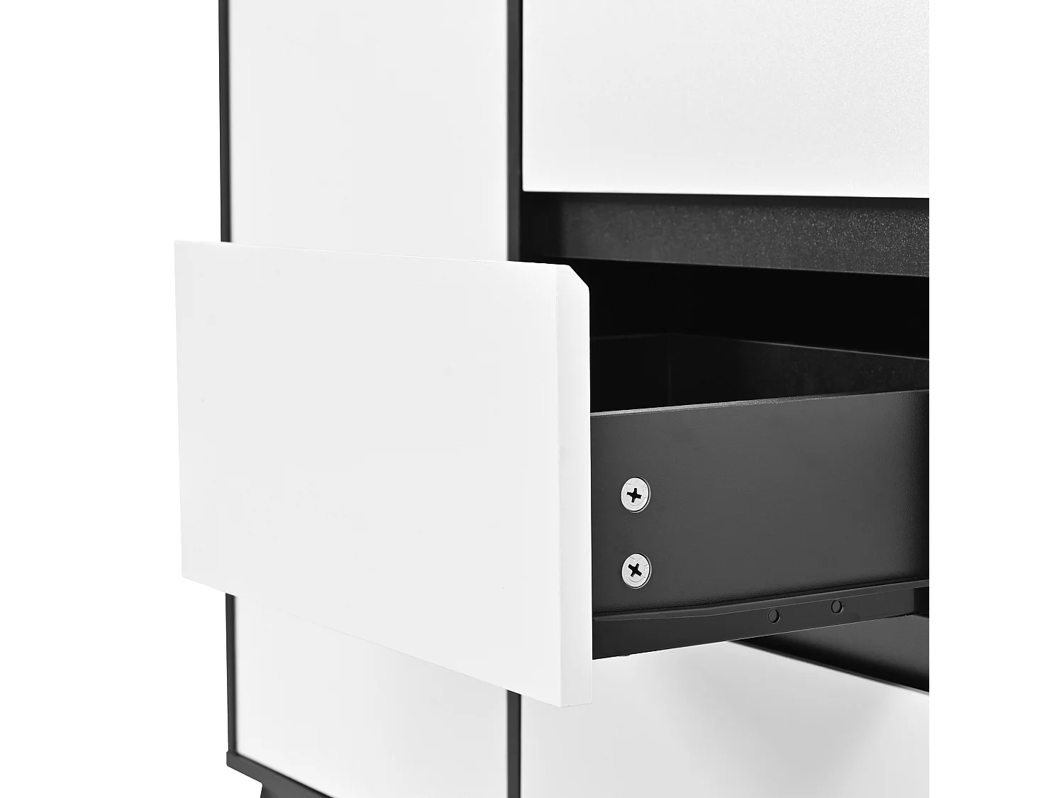 Aparador de cozinha com iluminação LED, 3 gavetas e 6 portas - Preto e branco
