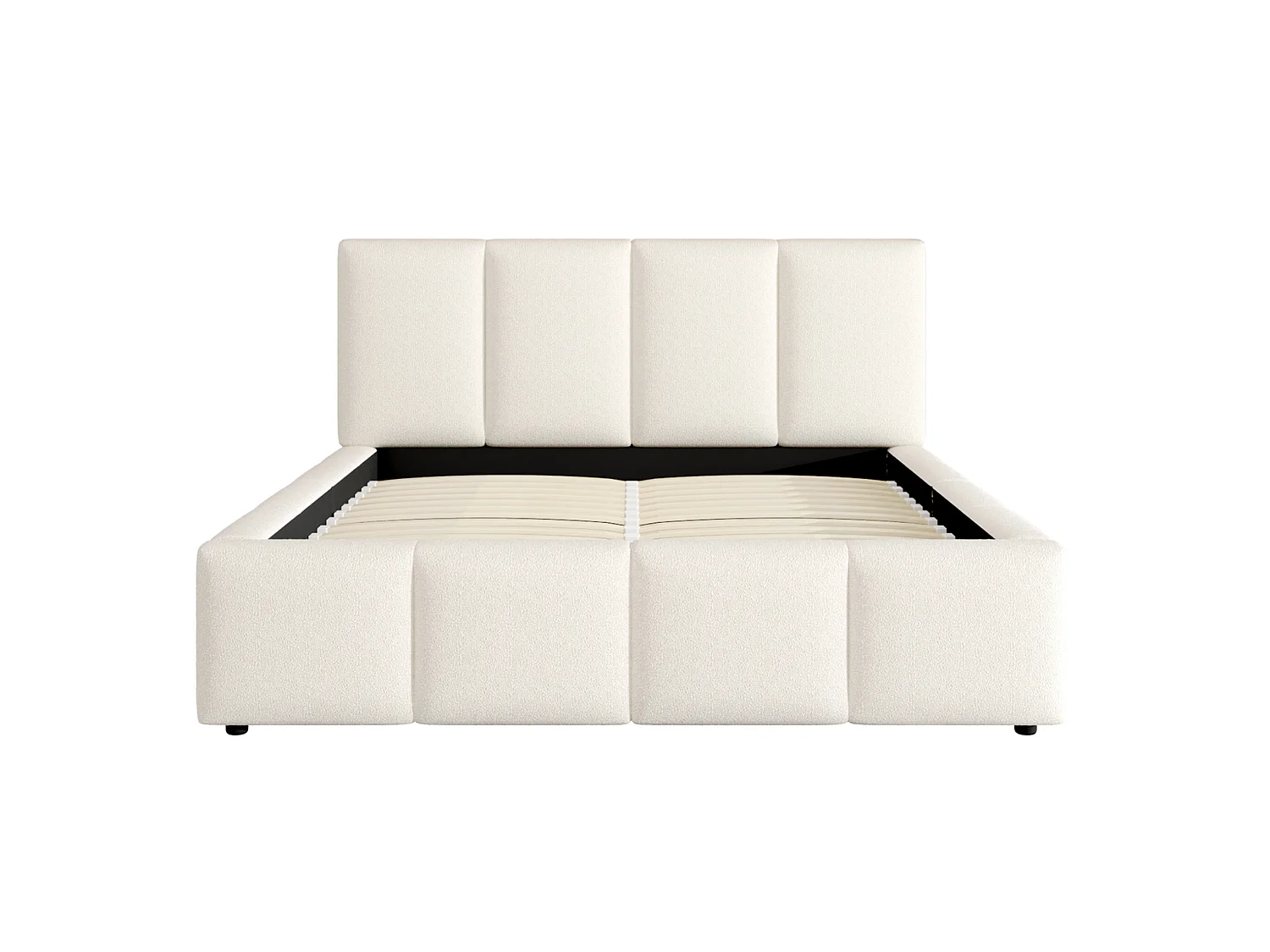 Volwassenenbed 160x200 cm in beige bouclé stof met lattenbodem