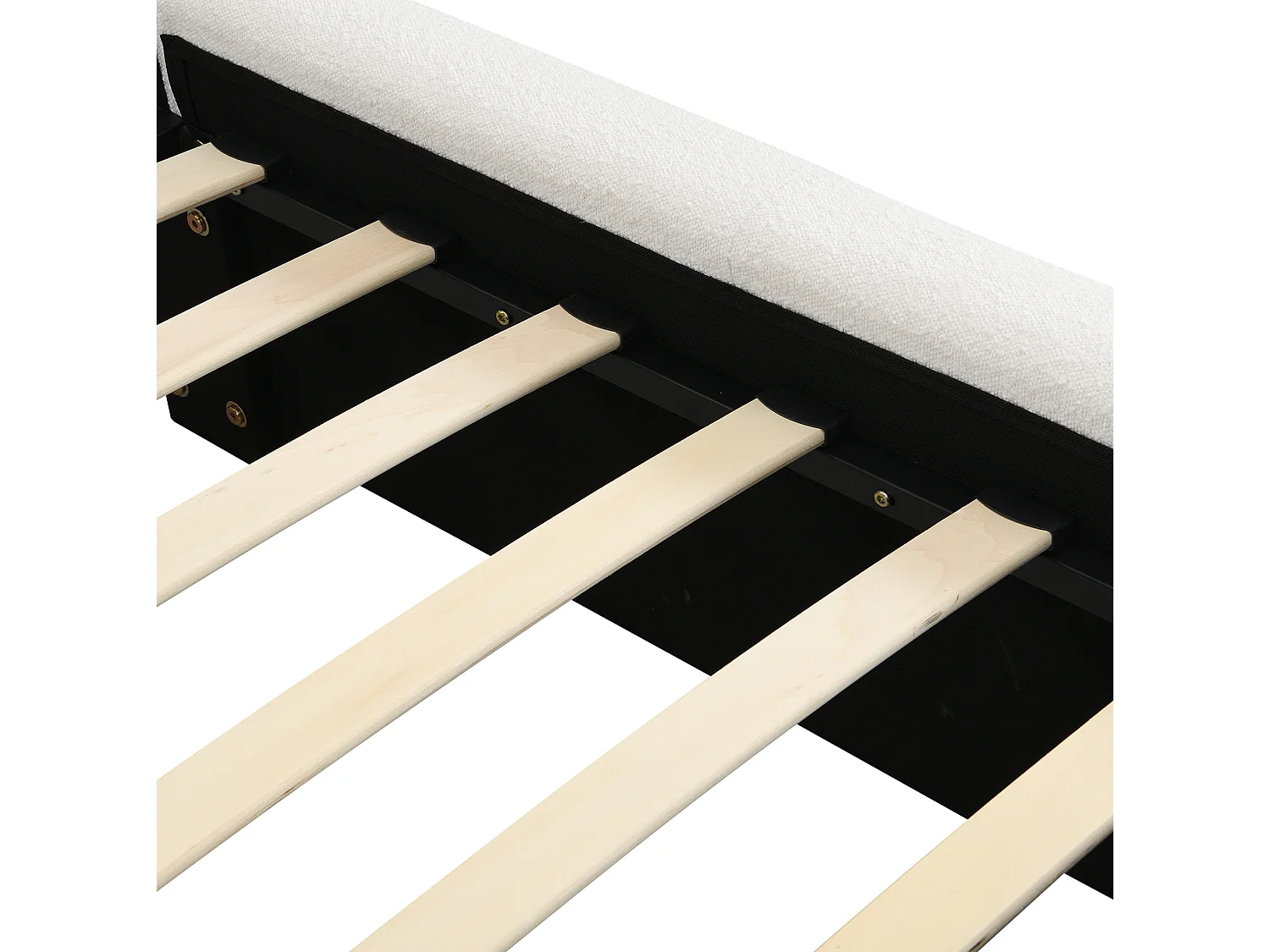 Volwassenenbed 160x200 cm in beige bouclé stof met lattenbodem
