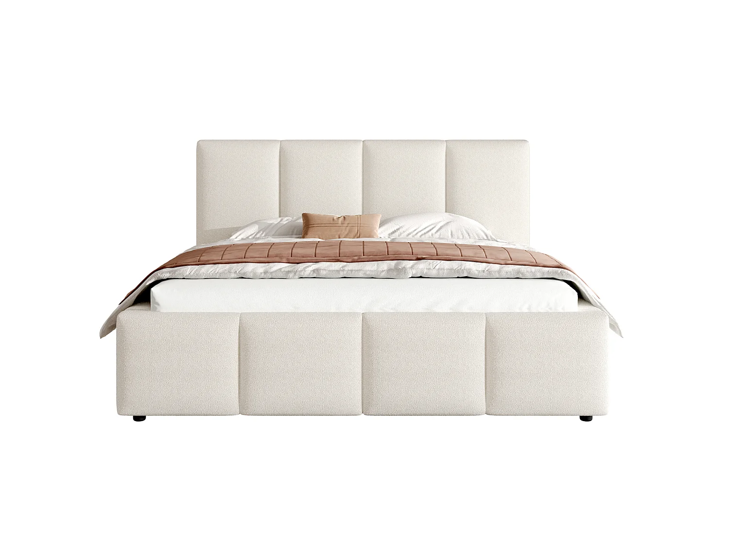 Volwassenenbed 160x200 cm in beige bouclé stof met lattenbodem