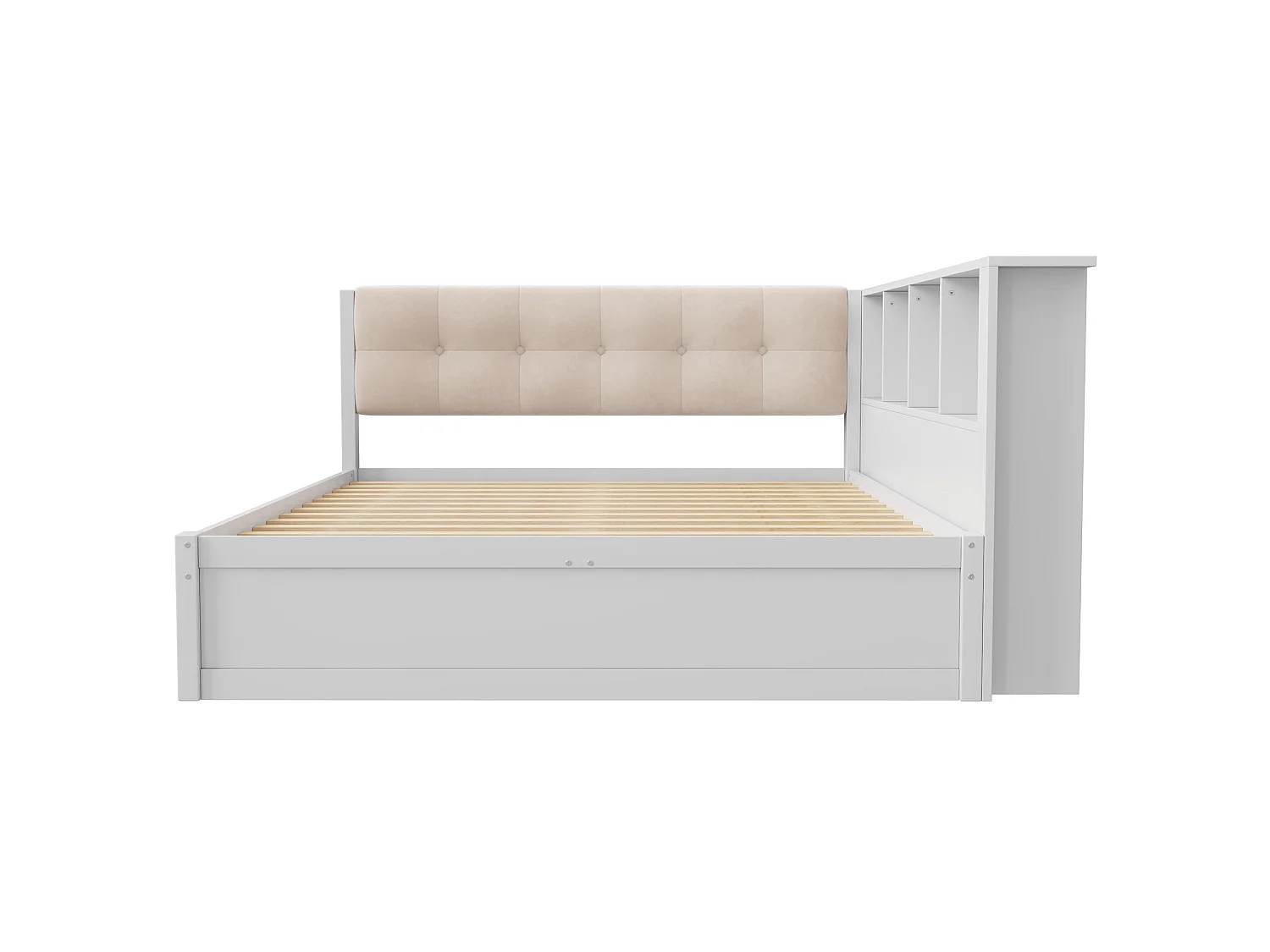 Slaapbank voor volwassenen 140x200 cm met 2 lades, USB-poort en LED-verlichting - Wit