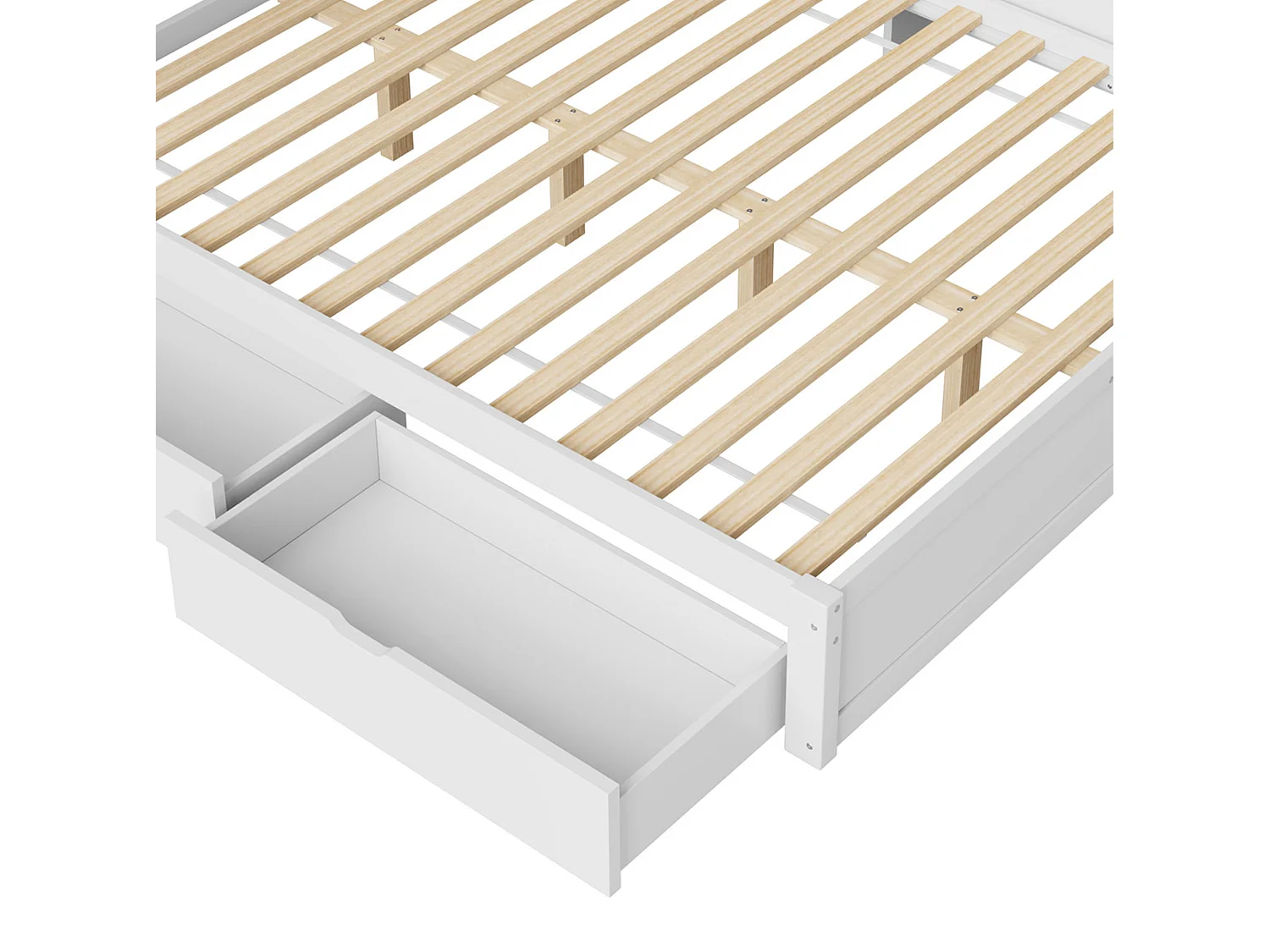 Slaapbank voor volwassenen 140x200 cm met 2 lades, USB-poort en LED-verlichting - Wit