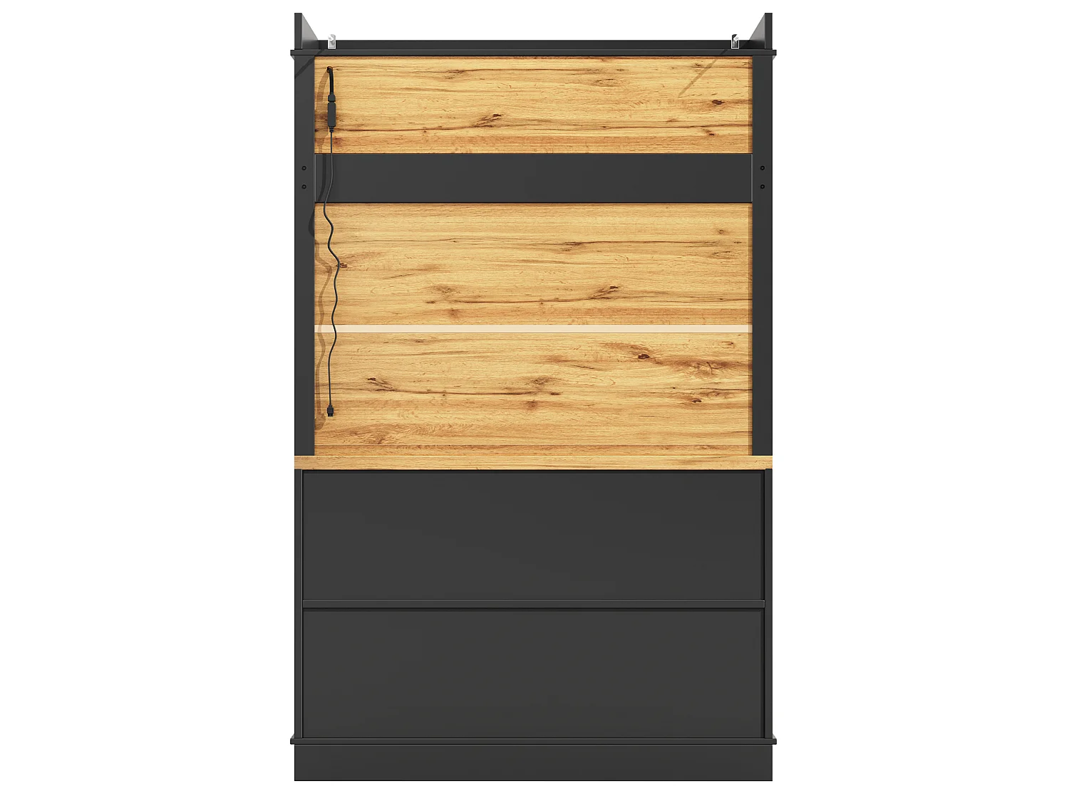 Buffet de cuisine 107x43x184 cm avec LED, crochets et 2 portes - Noir