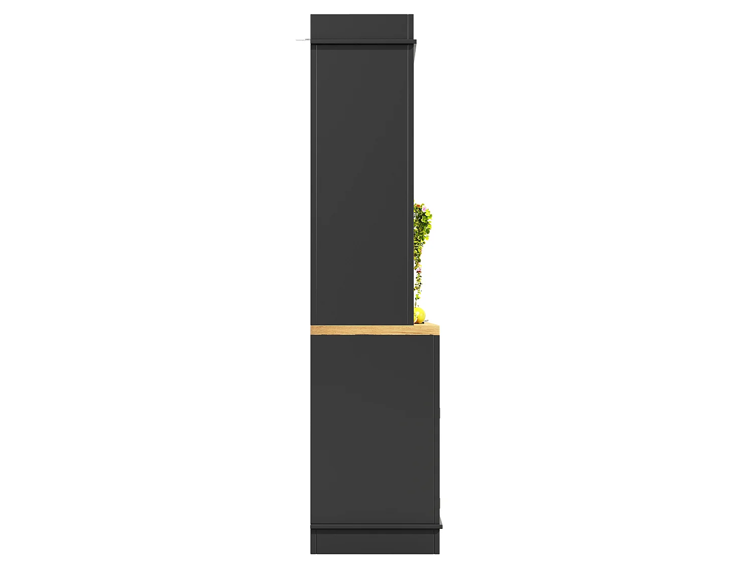 Buffet de cuisine 107x43x184 cm avec LED, crochets et 2 portes - Noir