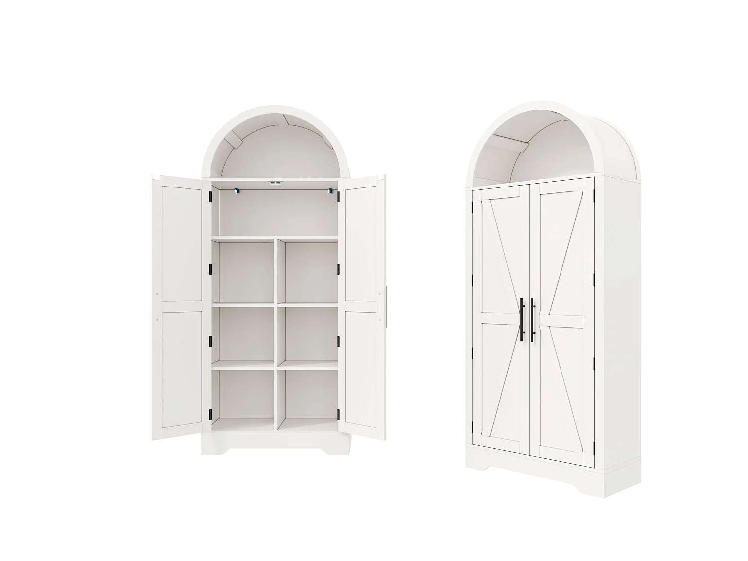 Buffet de cuisine 70x35x170 cm blanc avec portes et étagères réglables