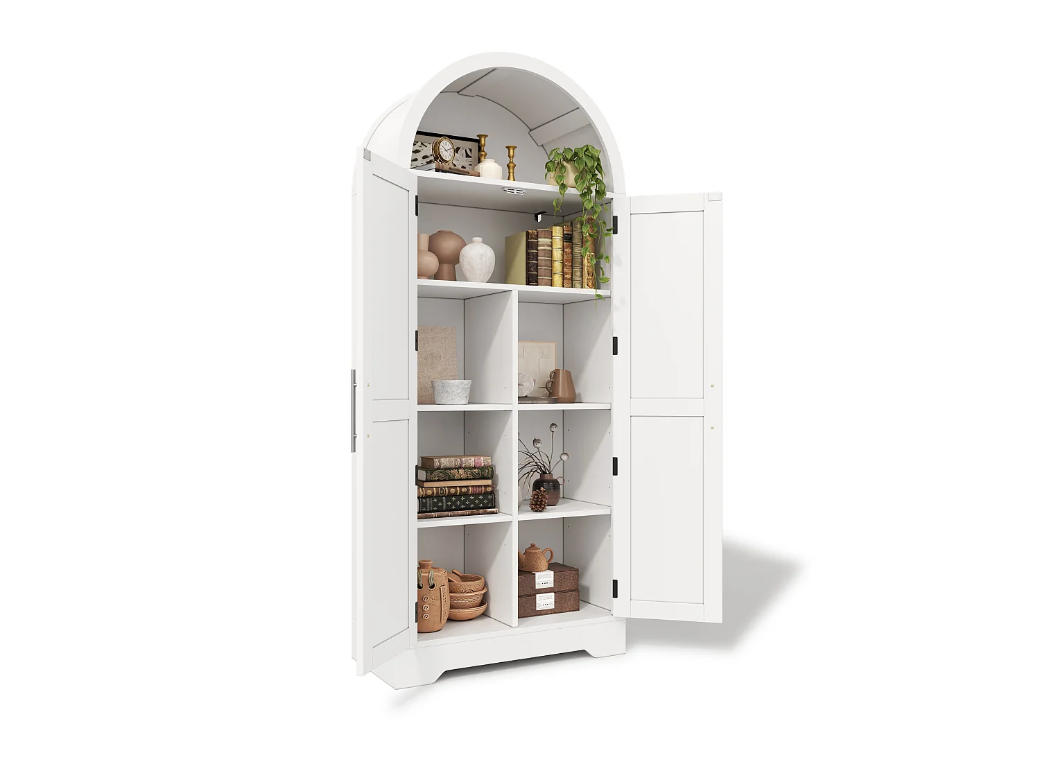 Buffet de cuisine 70x35x170 cm blanc avec portes et étagères réglables