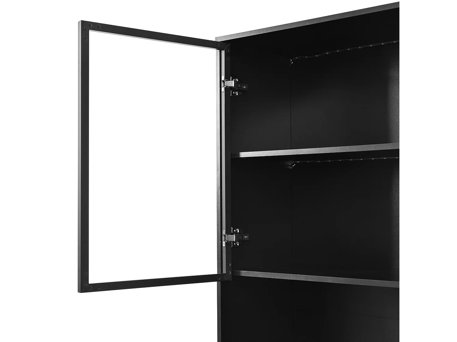Keukenbuffetkast met LED-verlichting, lade, 4 deuren en glazenrek - Zwart en wit