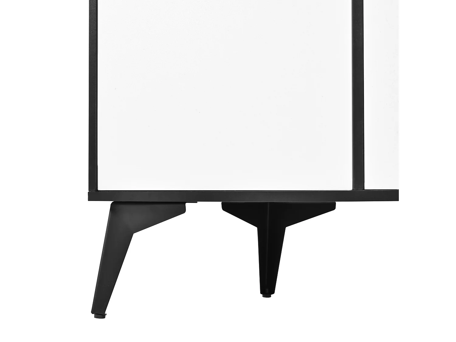Keukenbuffetkast met LED-verlichting, lade, 4 deuren en glazenrek - Zwart en wit