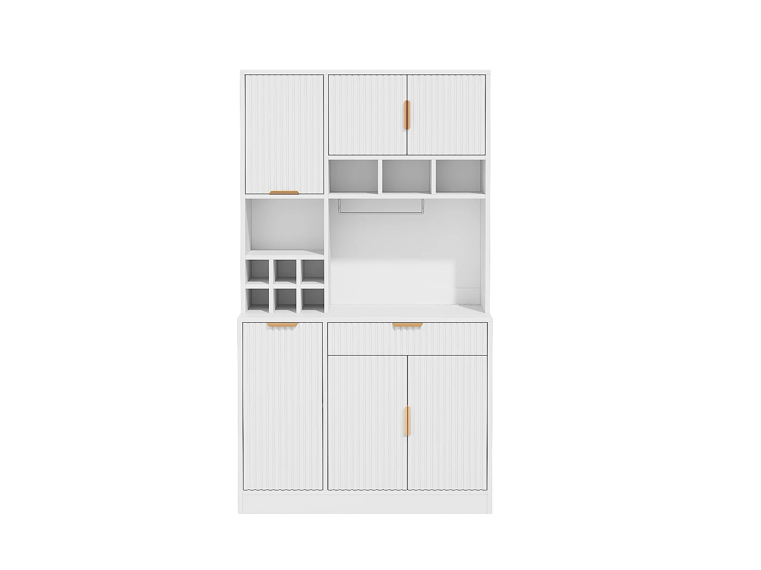 Aparador de cozinha com 6 portas, gaveta e tomadas - Branco