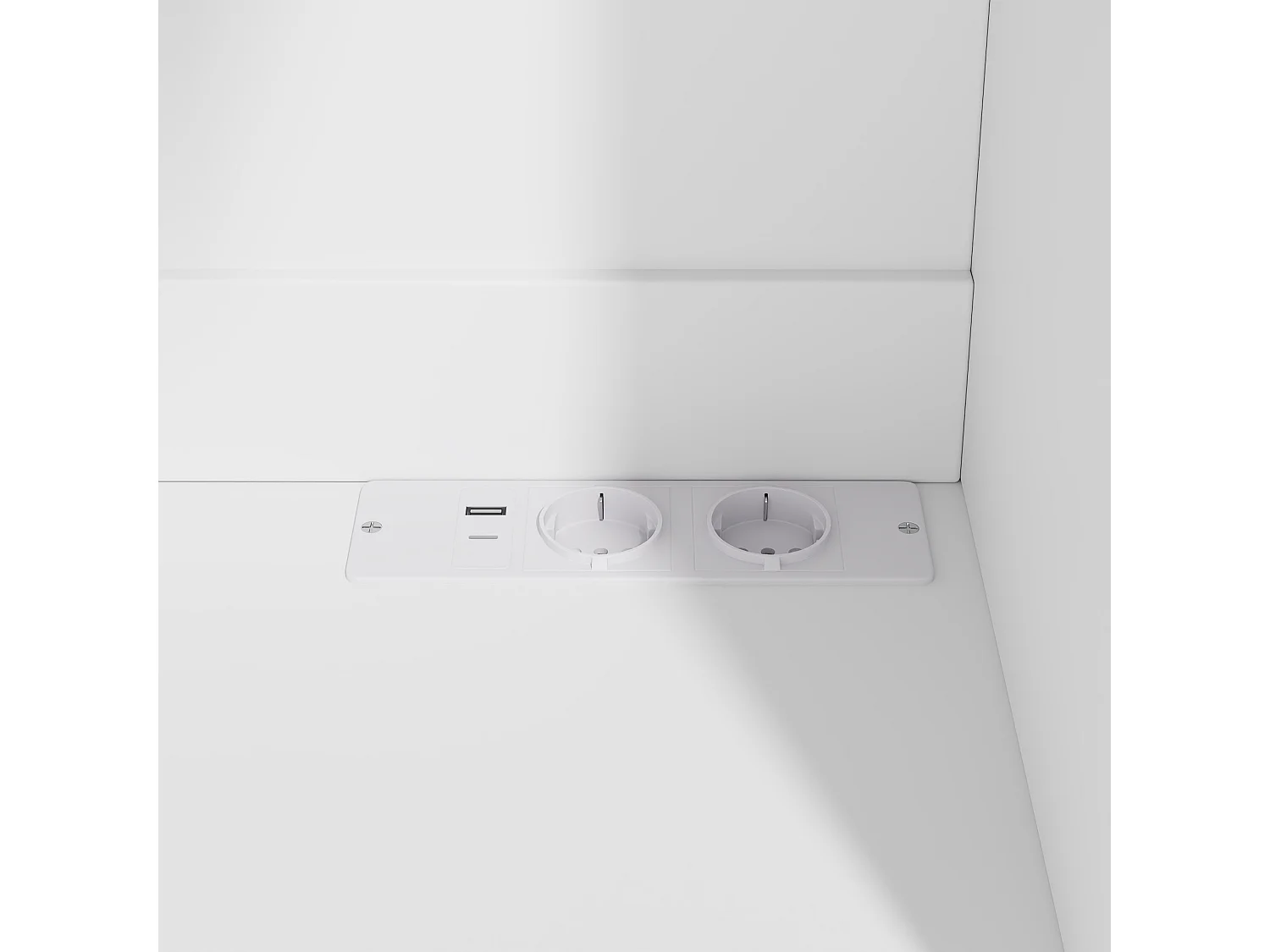 Aparador de cozinha com 6 portas, gaveta e tomadas - Branco