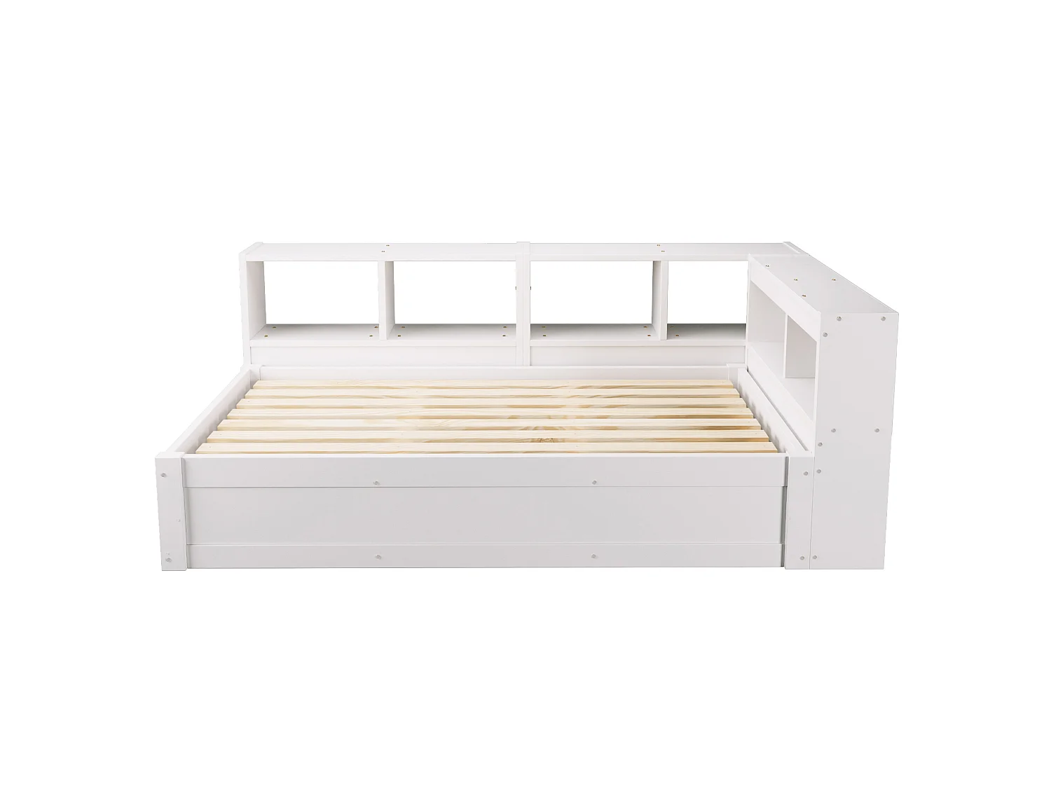 Lit coffre enfant 90x200 cm avec LED, prise et rangements - Blanc
