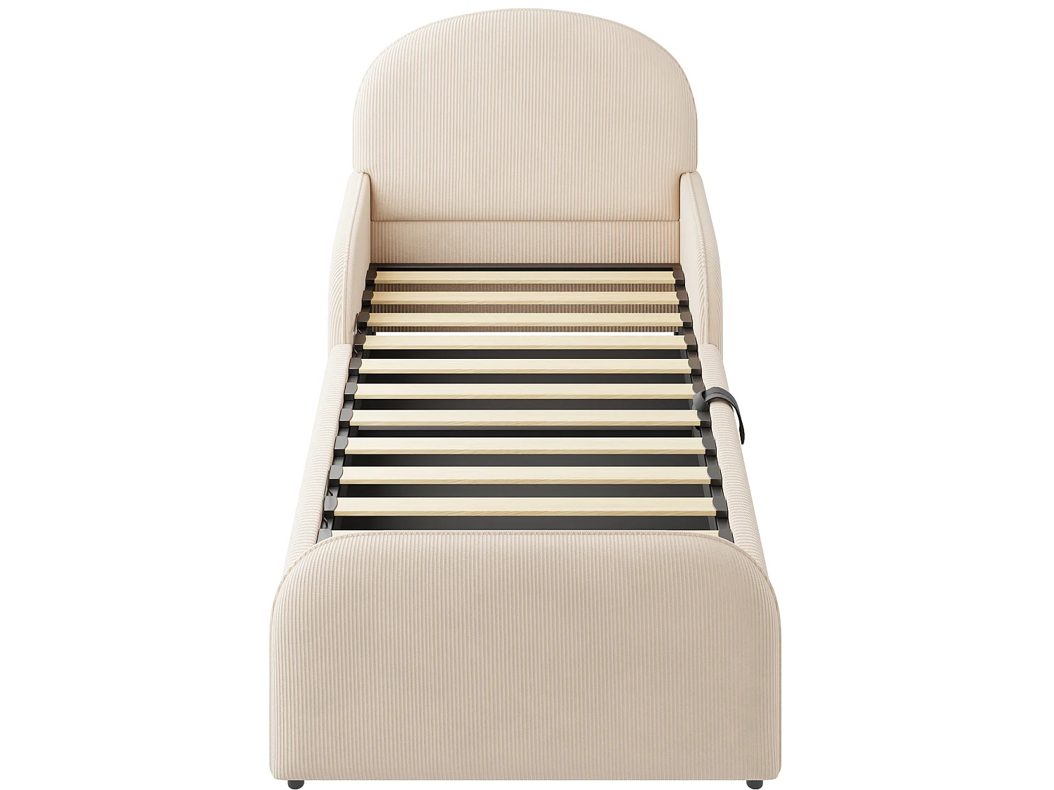Lit coffre enfant 90x200 cm avec sommier à lattes - Tissu en velours beige