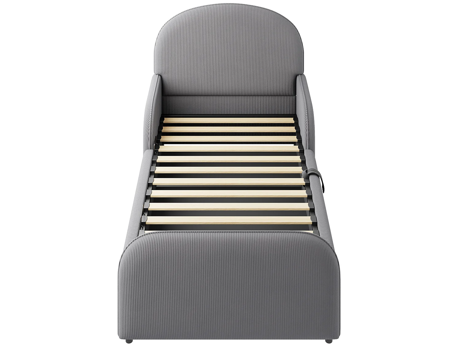 Lit coffre enfant 90x200 cm avec sommier à lattes - Tissu en velours gris