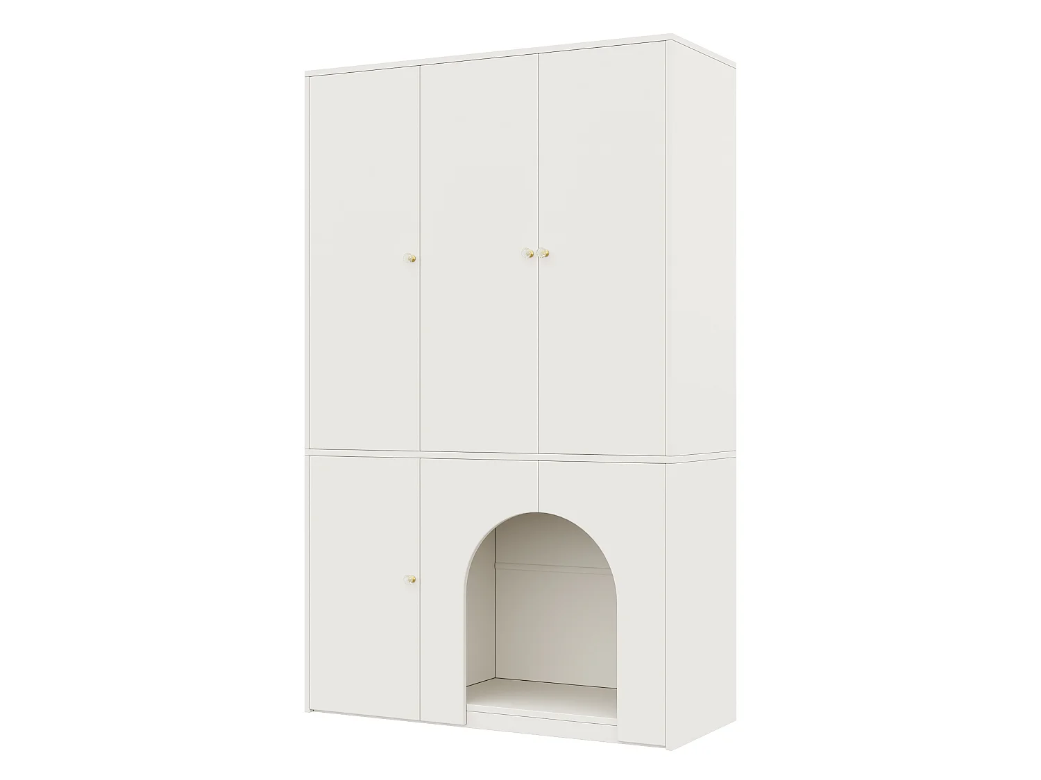 Roupeiro com bengaleiro e portas, nicho para animais de estimação - Branco