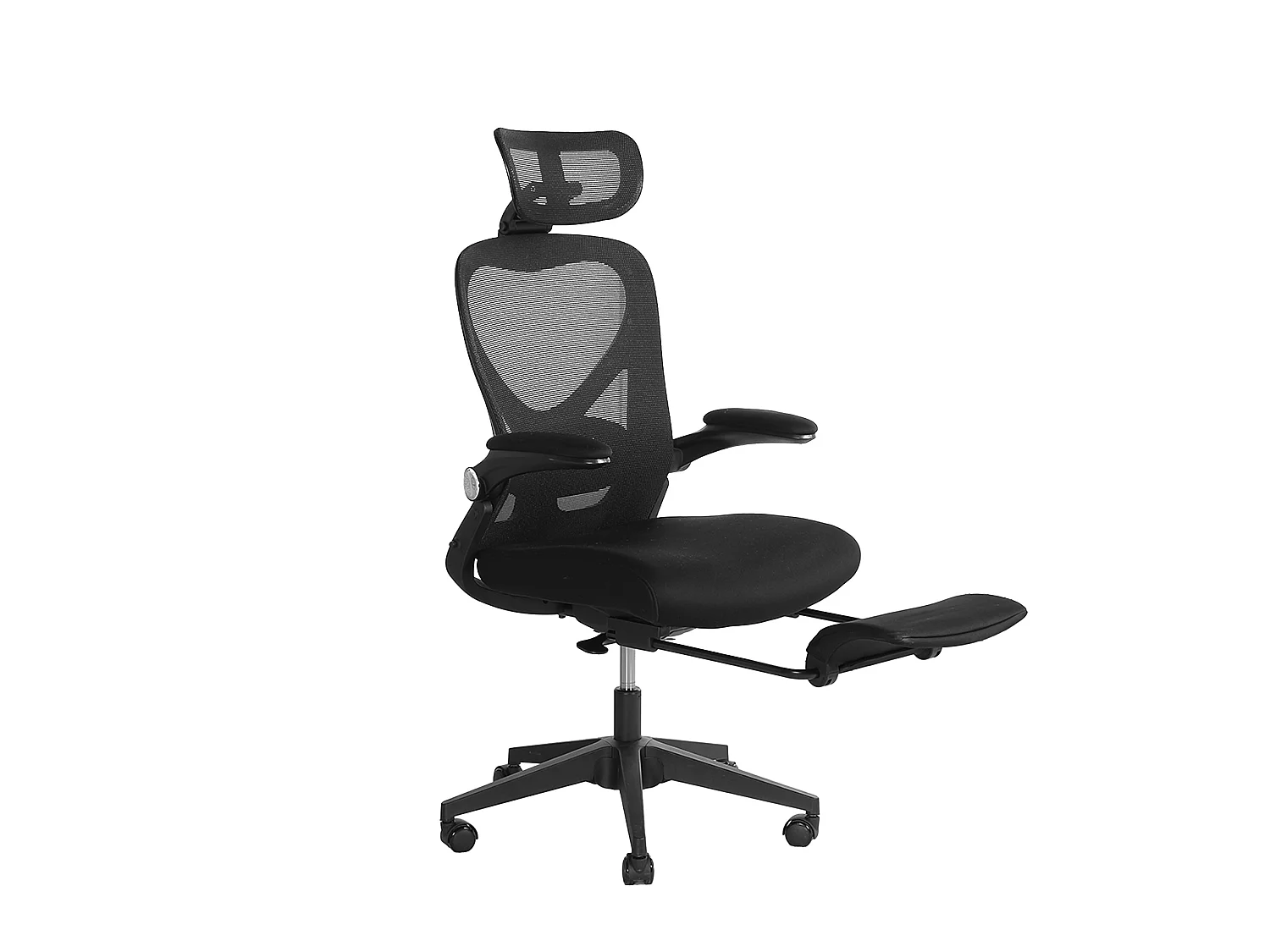 Chaise de bureau pliable avec appui-tête 3D et dossier réglable - Noir